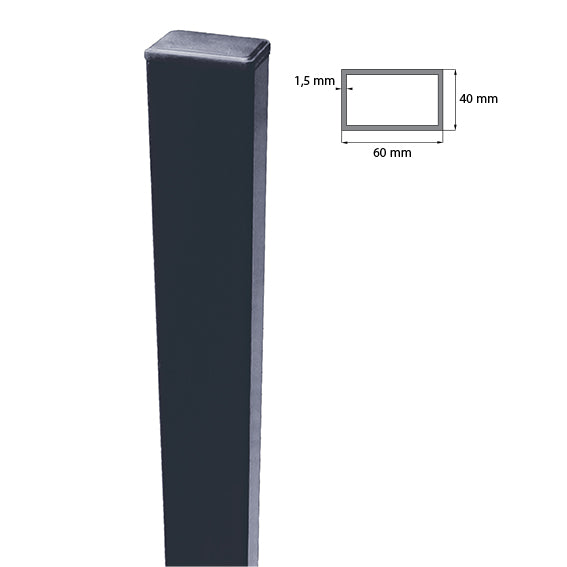 Oszlop 60x40mm ZnPVC 2600mm antracit
