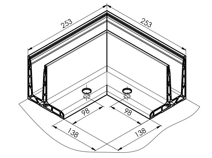 Celosklenené zábradlie-roh. profil-vrchné kotvenie