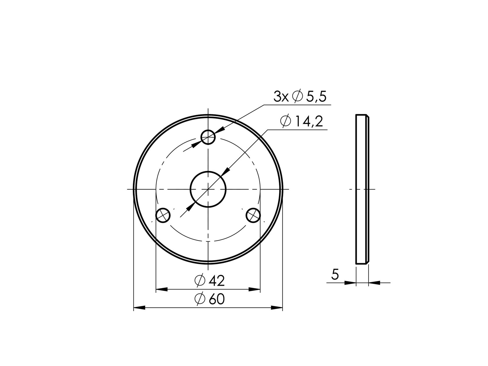 Držiak madla na stenu LED-Priruba