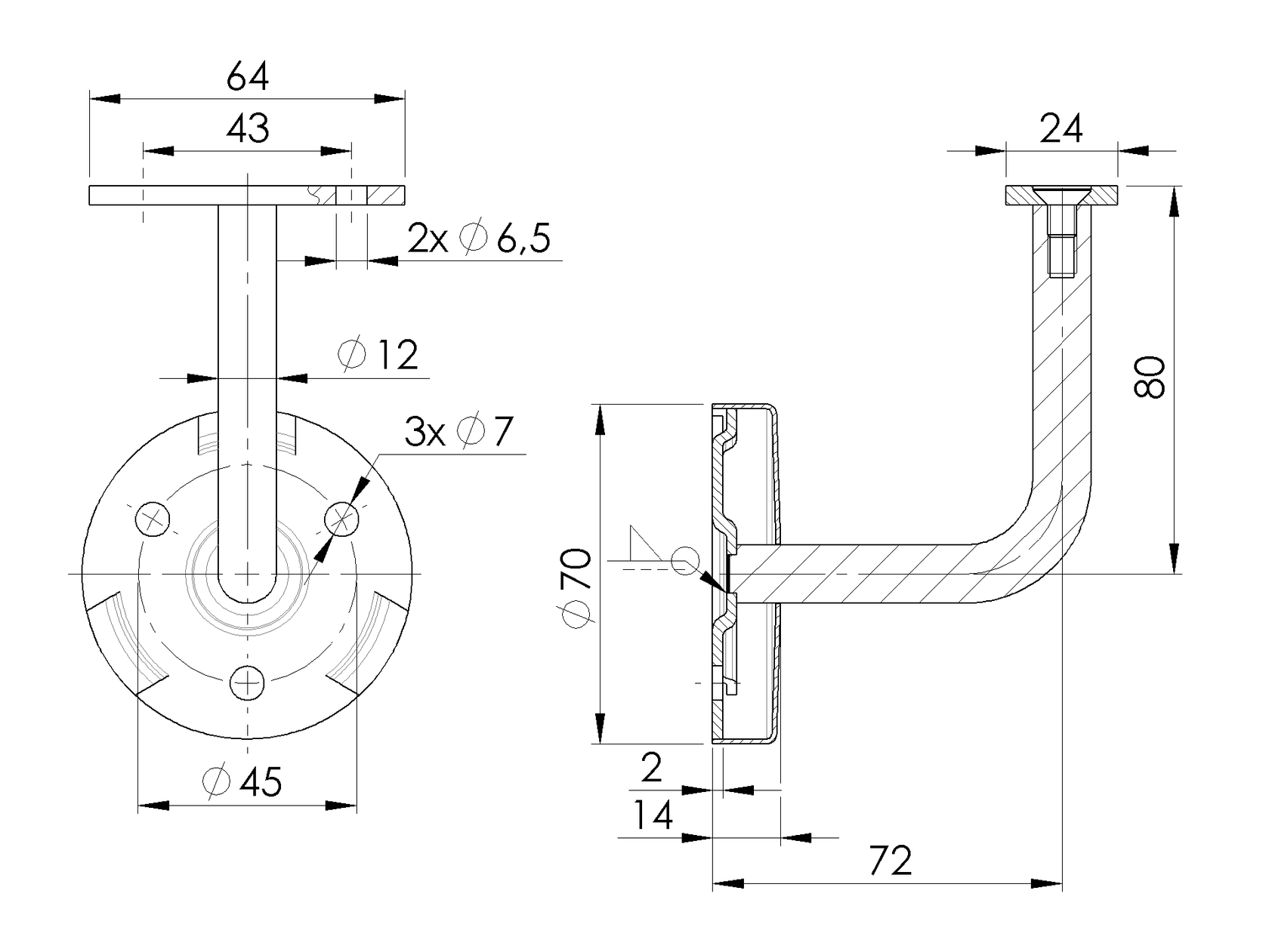 Držiak madla na stenu