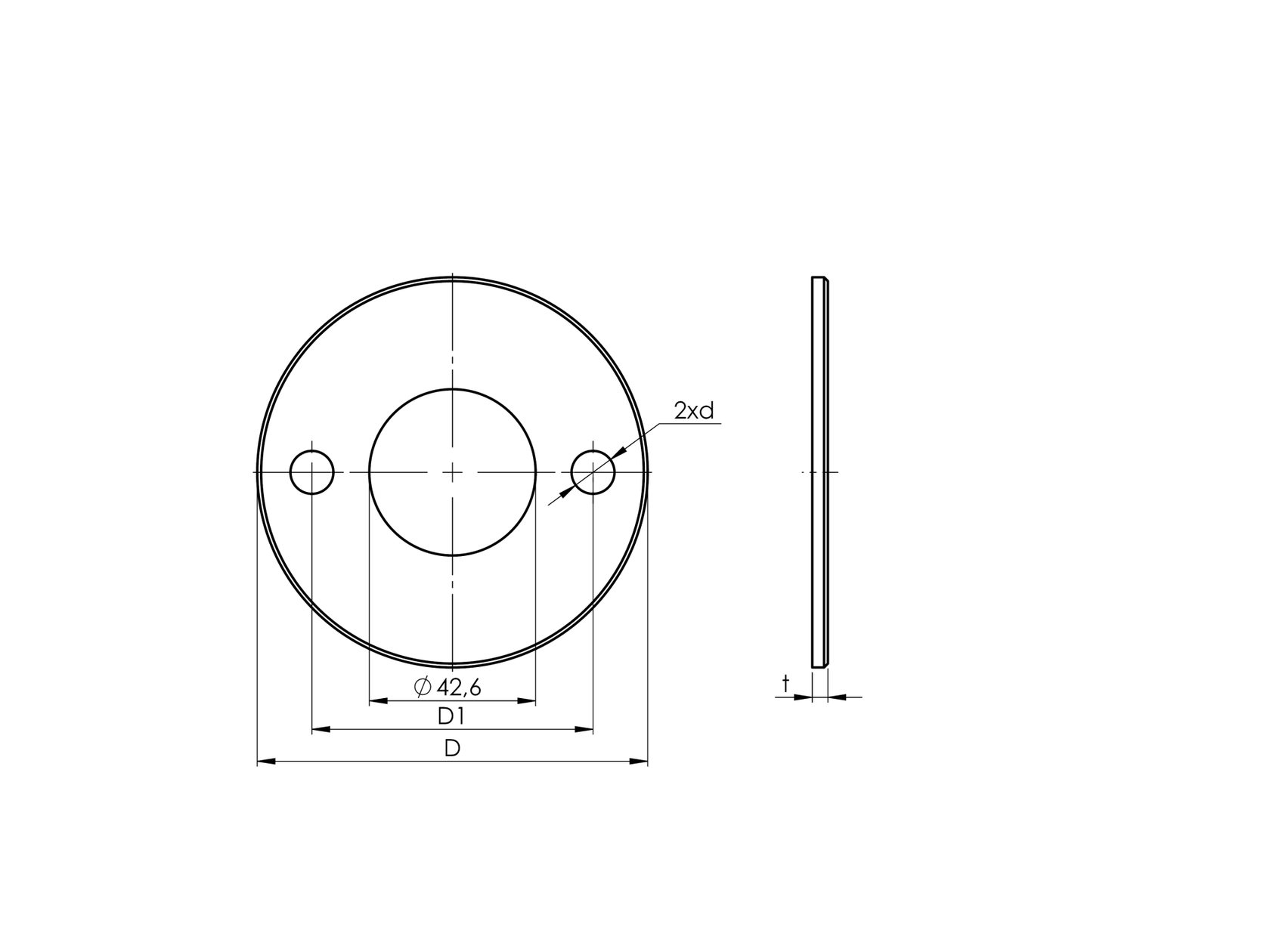 Kotvenie - rozeta AISI304, D100/42,4mm, 2xd11, t4