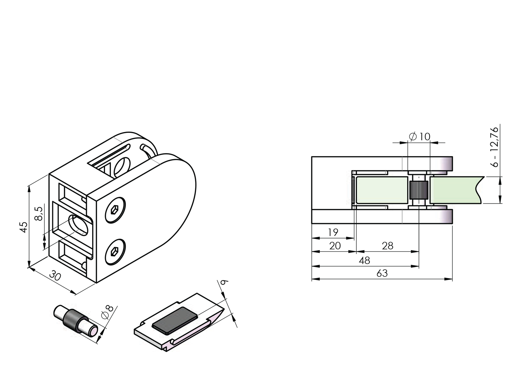 Držiak výplne skla
