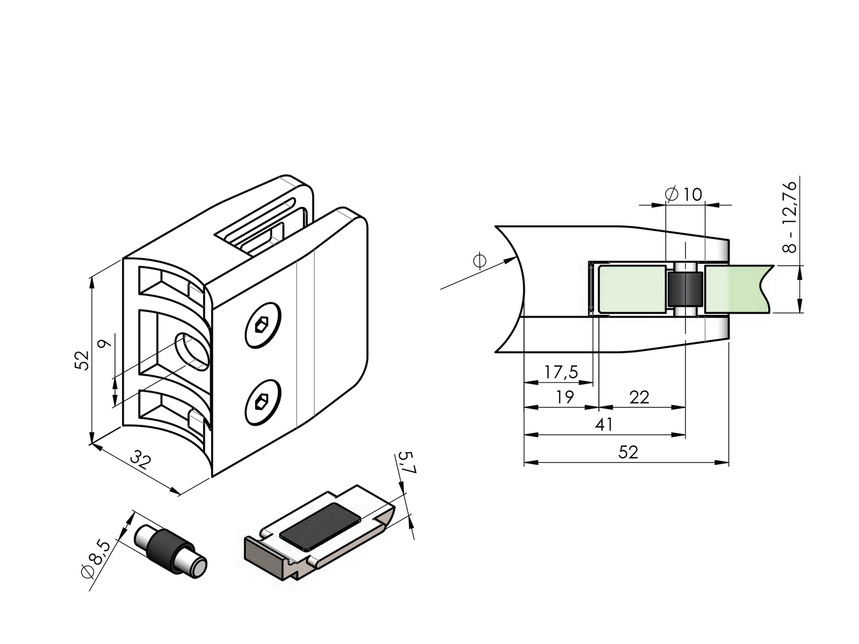 Držiak výplne skla