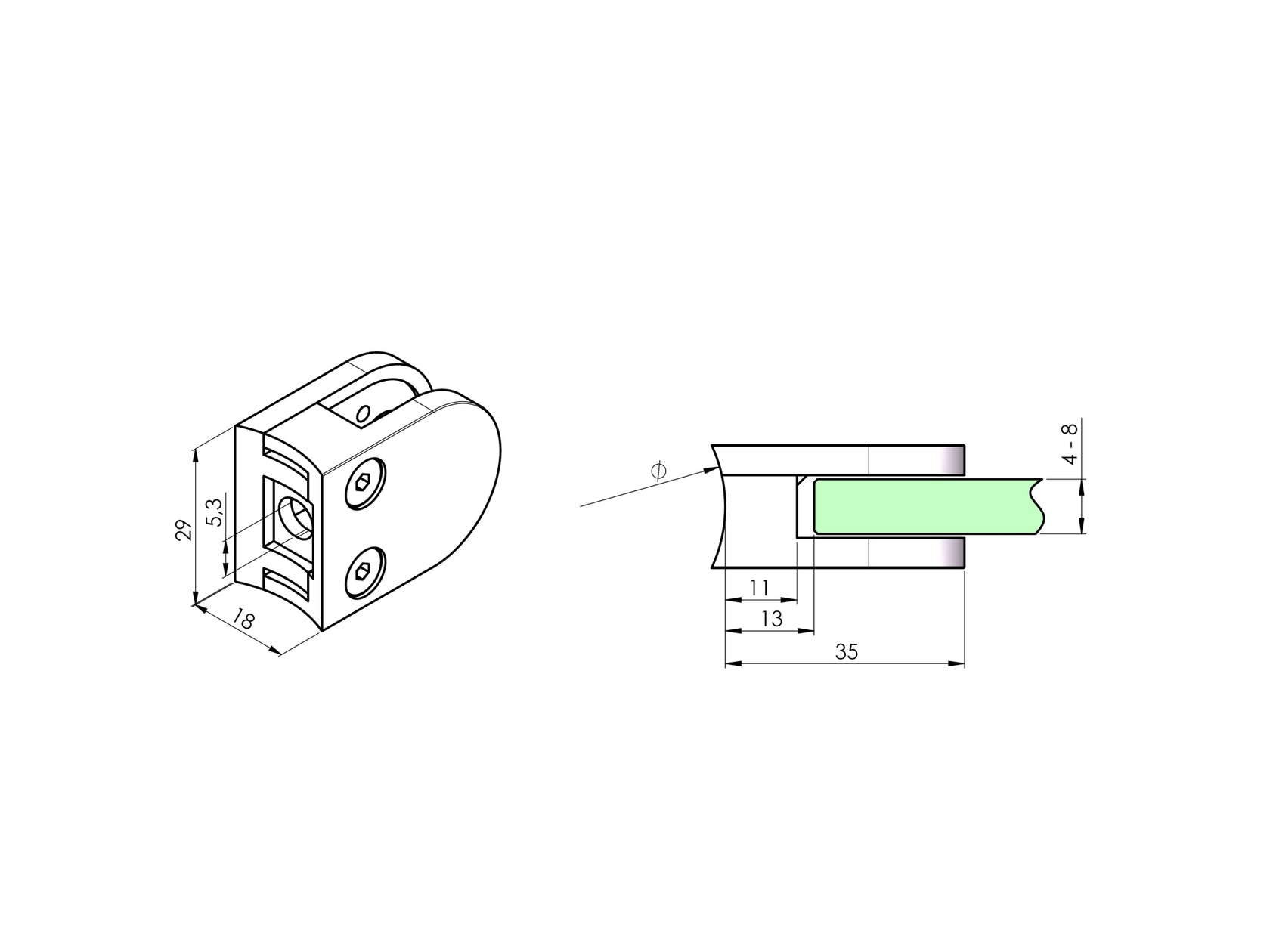 Držiak výplne skla