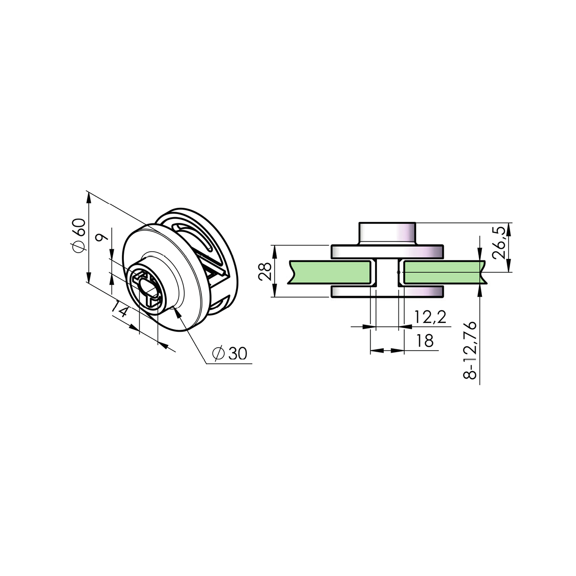 Držiak skla pre zábradlie