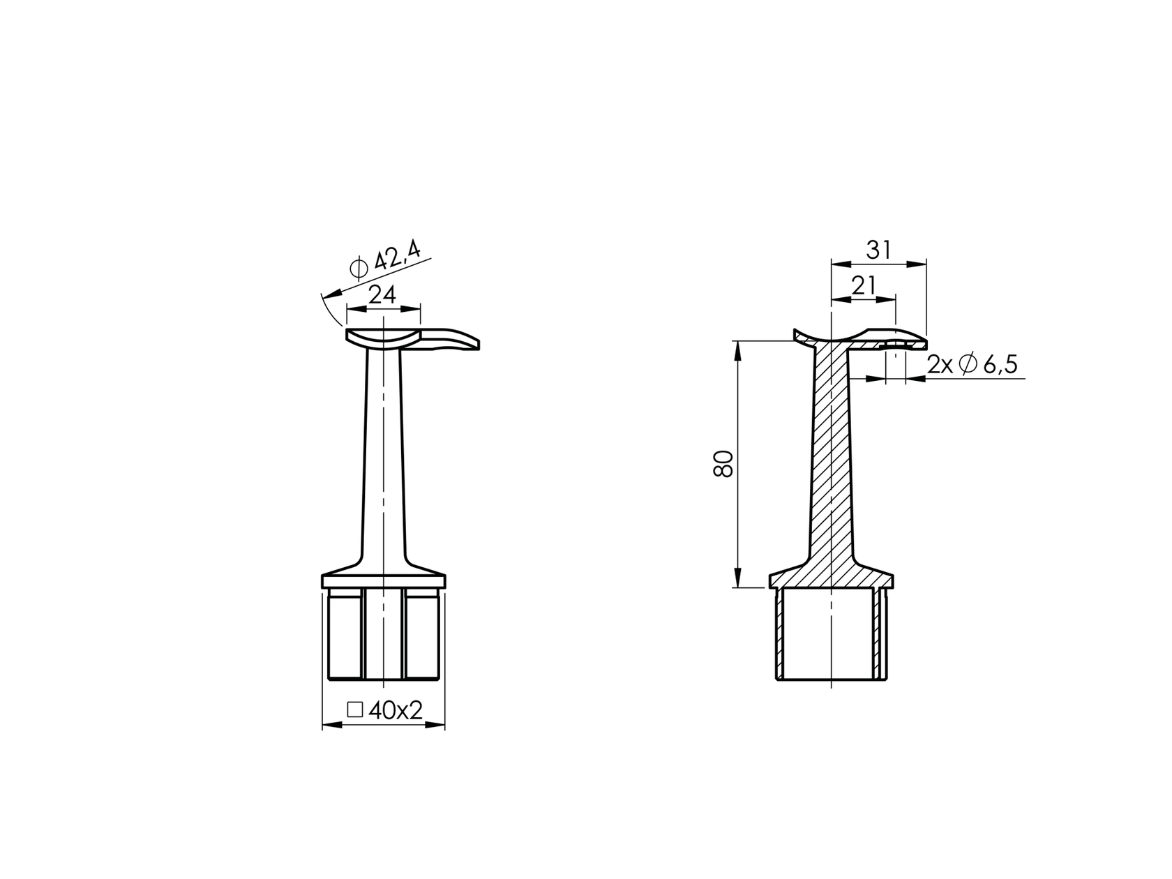 Držiak madla rohový
