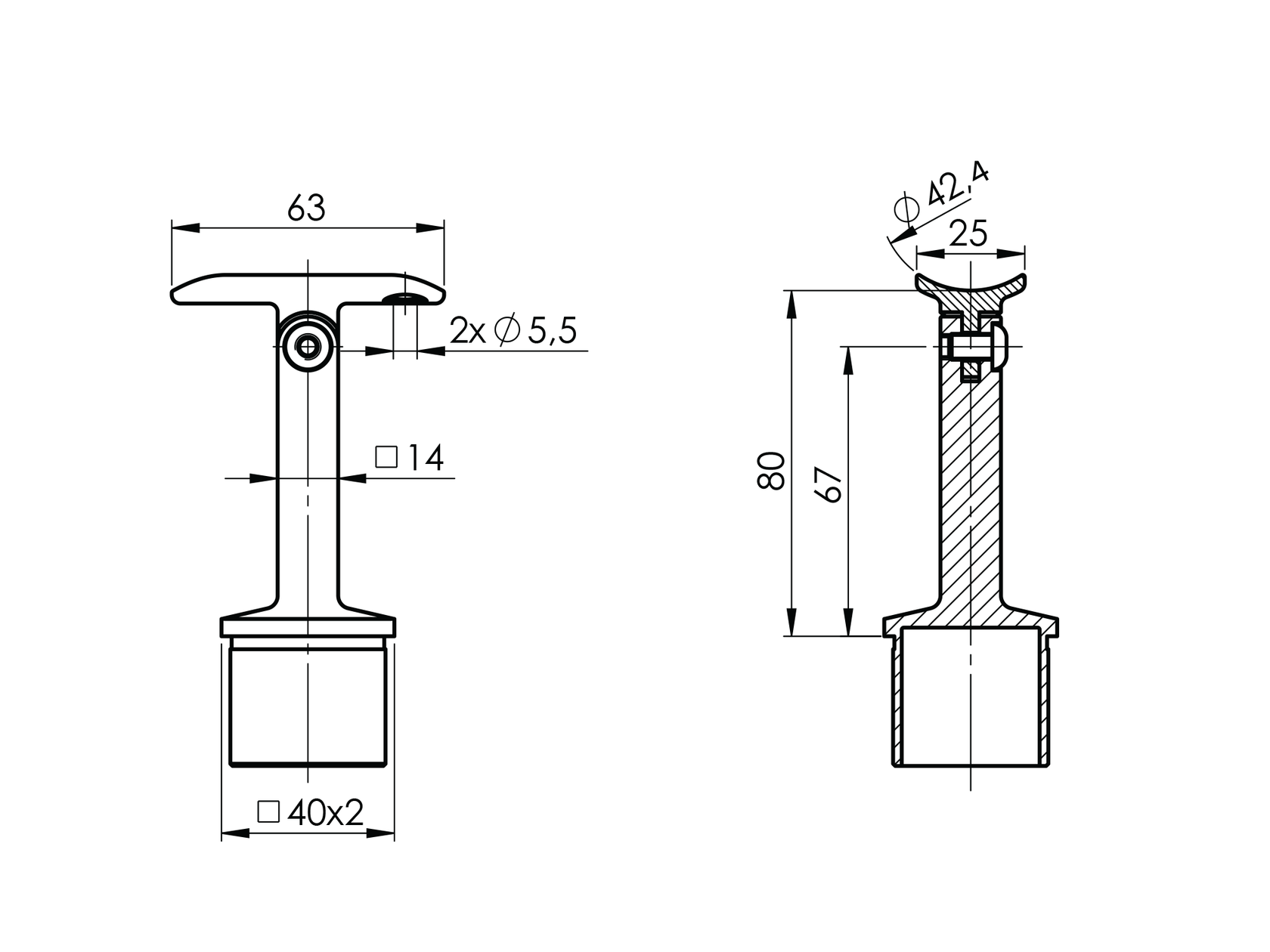 Držiak madla na stĺpik