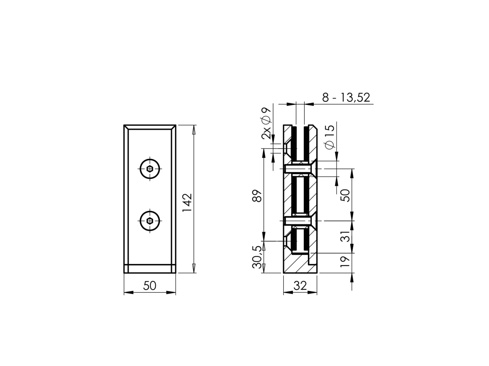 Kotvenie bočné - sklo