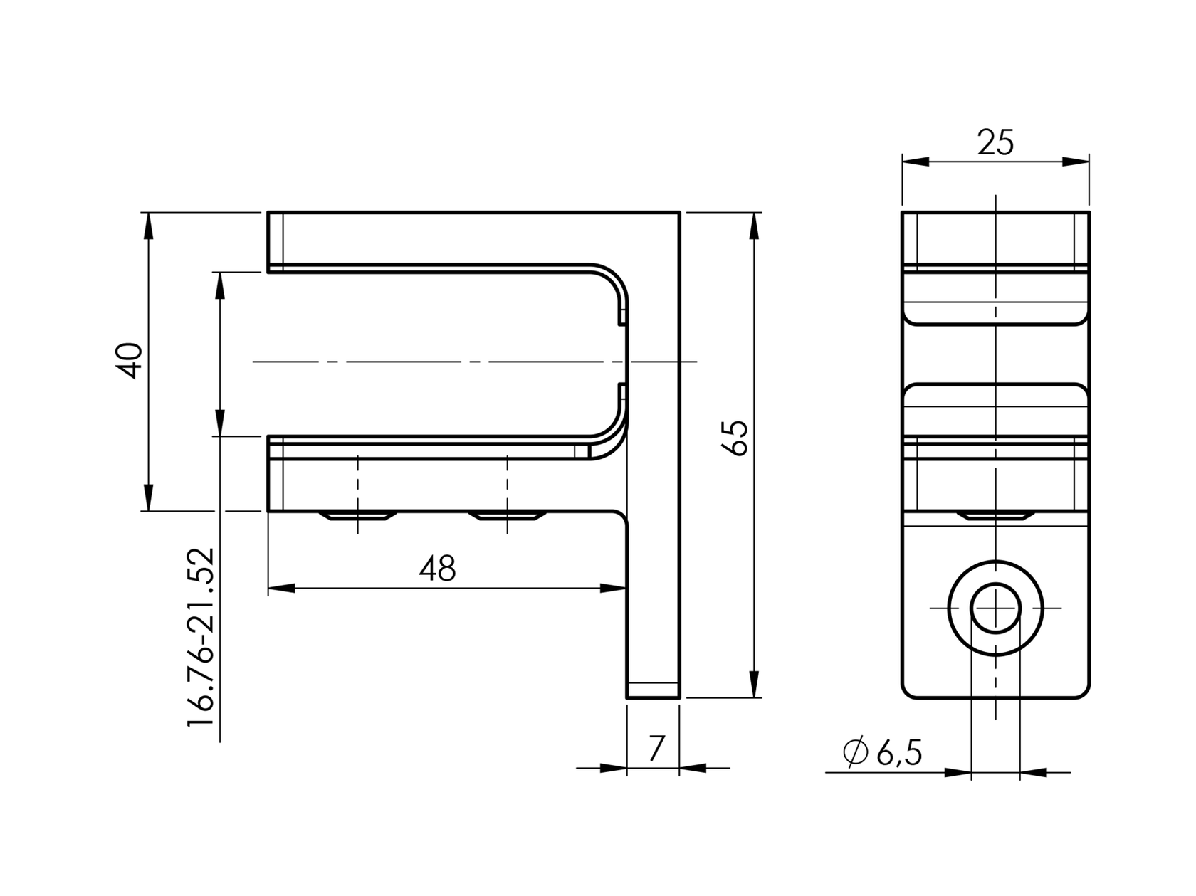 Držiak skla - sklo/stena