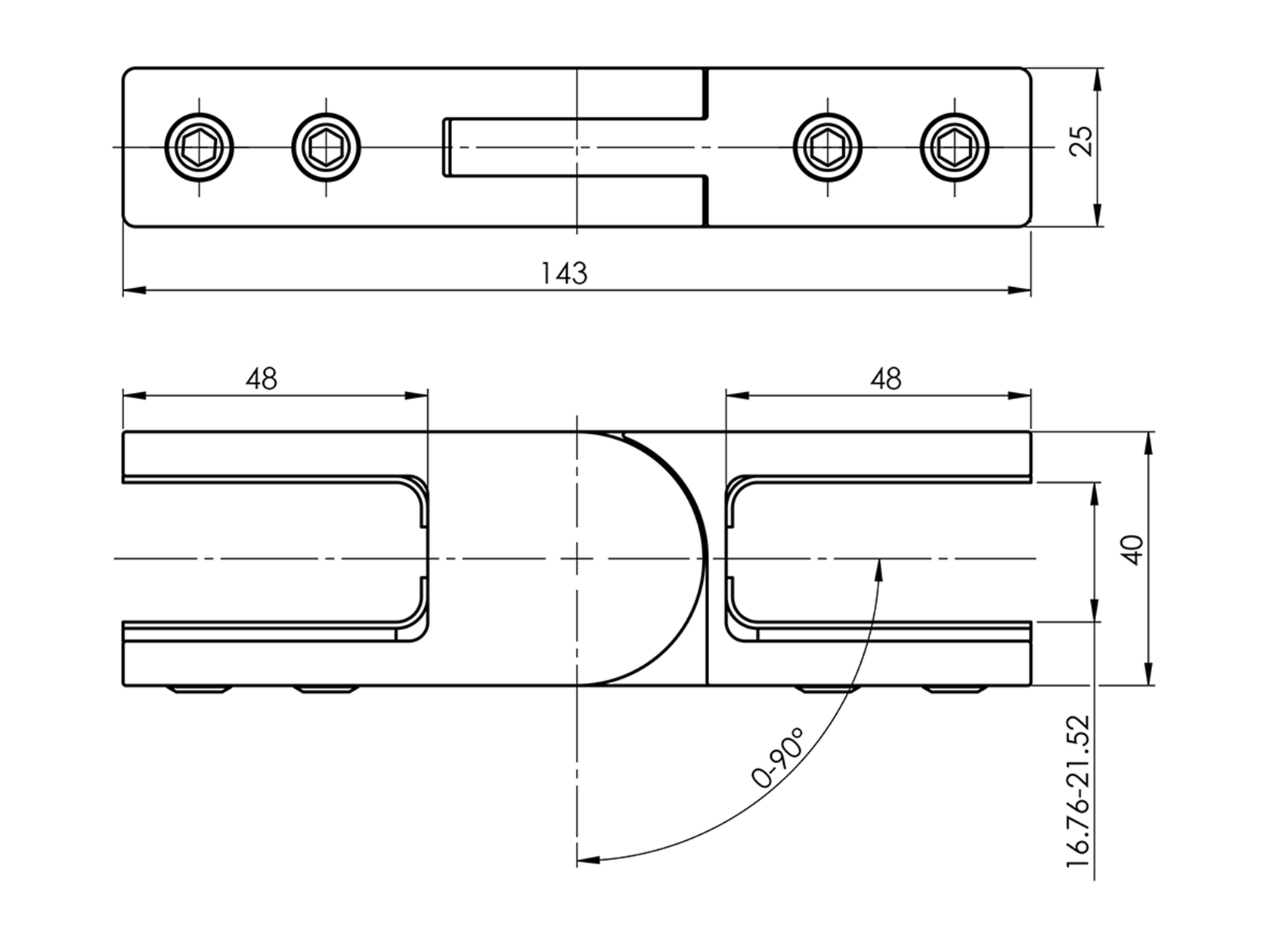 Držiak skla - sklo/sklo - nastavitelny