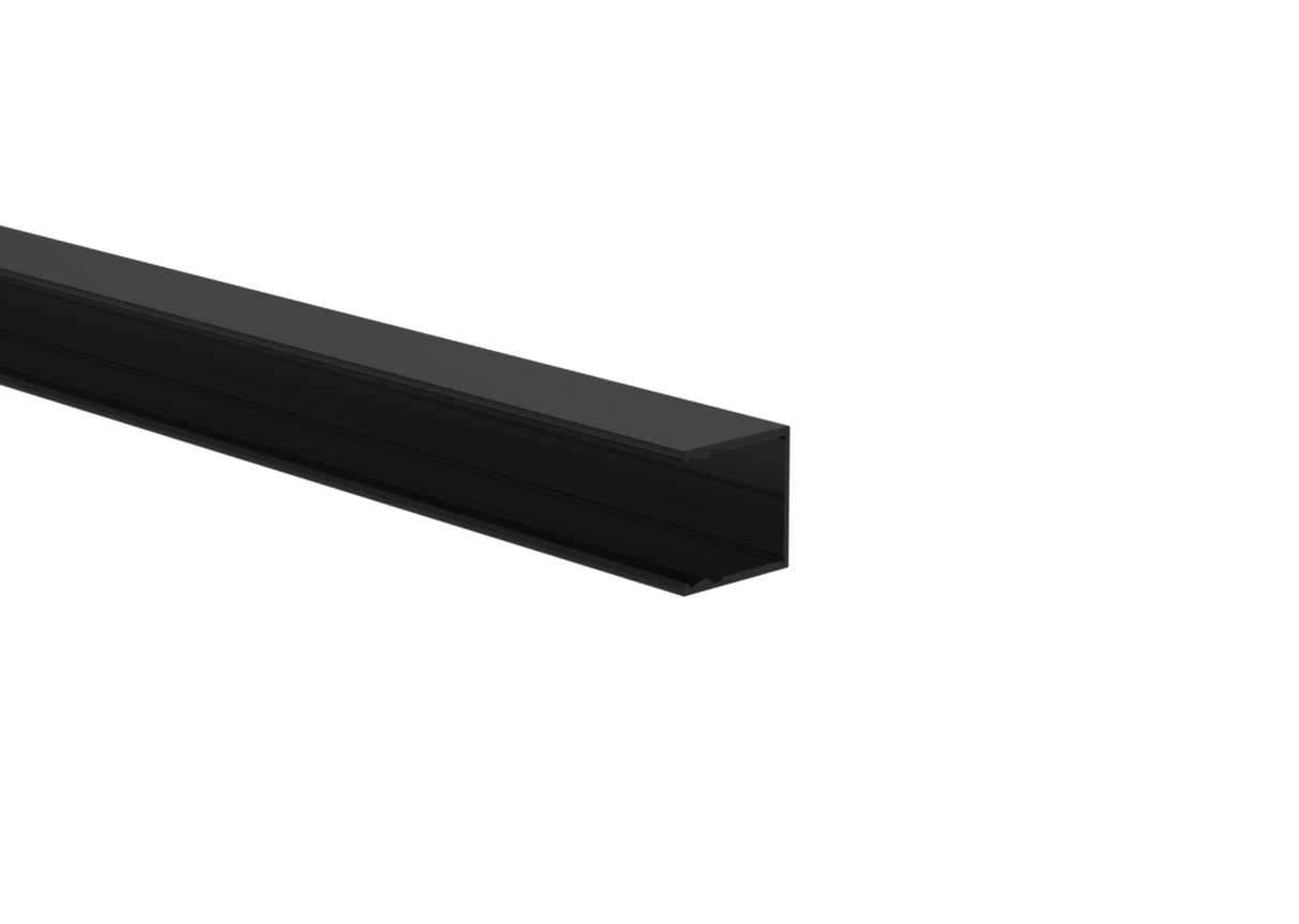 Aluminium fence adapter for 20 mm panels and facade system, 25 × 25 – 6.0 m – Black RAL 9005
