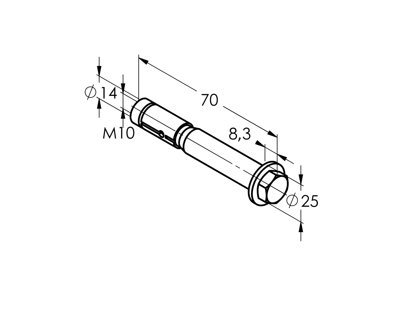 Kotva pre stredne ťažké zaťaženie so šesťhrannou hlavou M10, nerezová