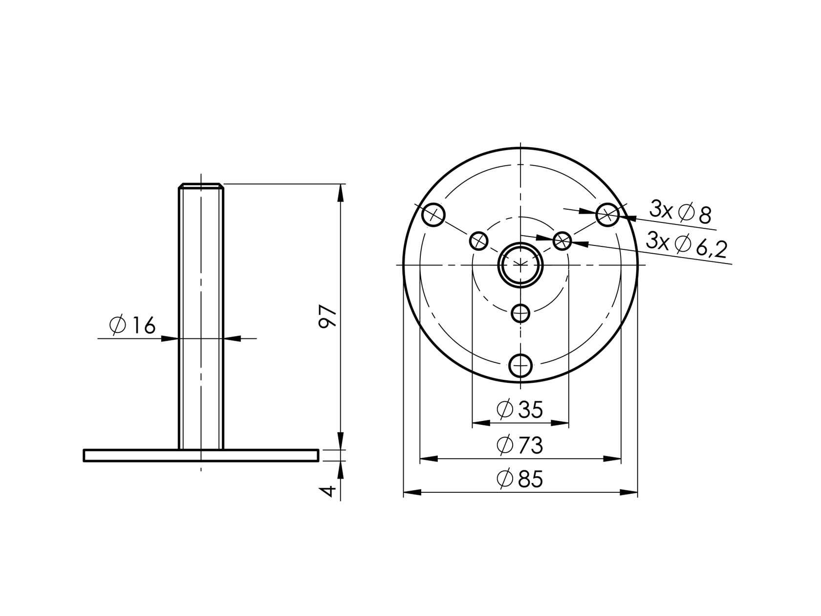 Kotvenie vrchné-drevený stĺpik