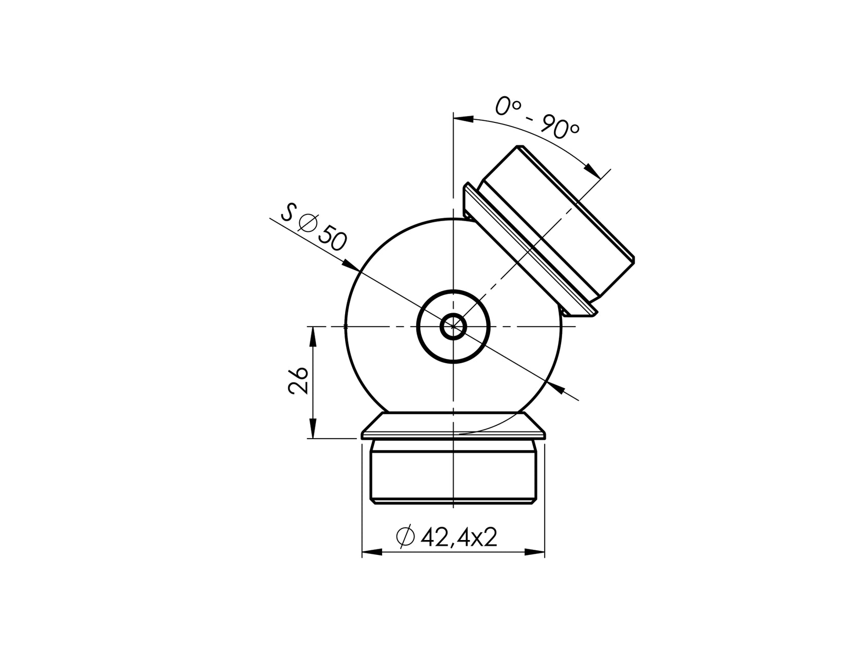 Prechod madla guľový nastaviteľný