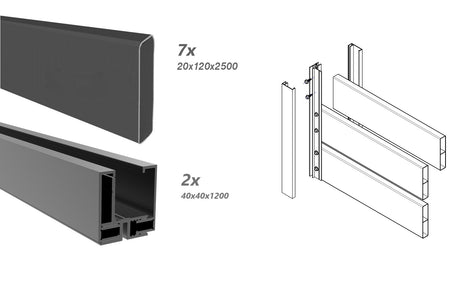 Hliníkový plot s latou 20x120, 1,2x2,5m