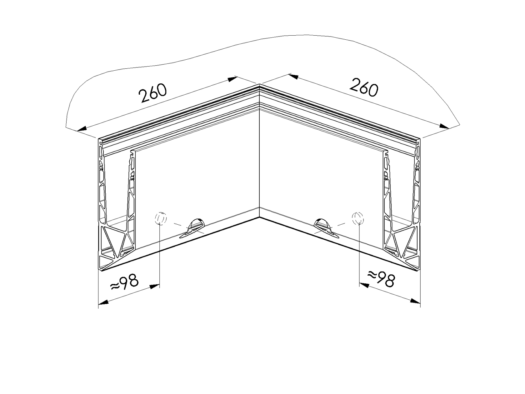 Celosklenené zábradlie-profil-bočné kotvenie