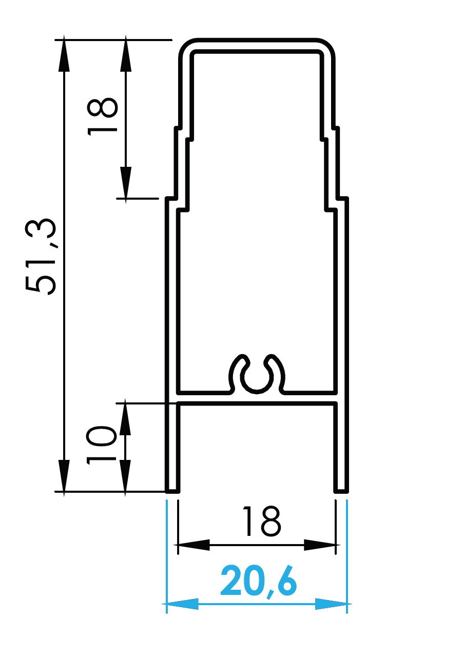 Hliníkový profil horný pre sklenenú výplň