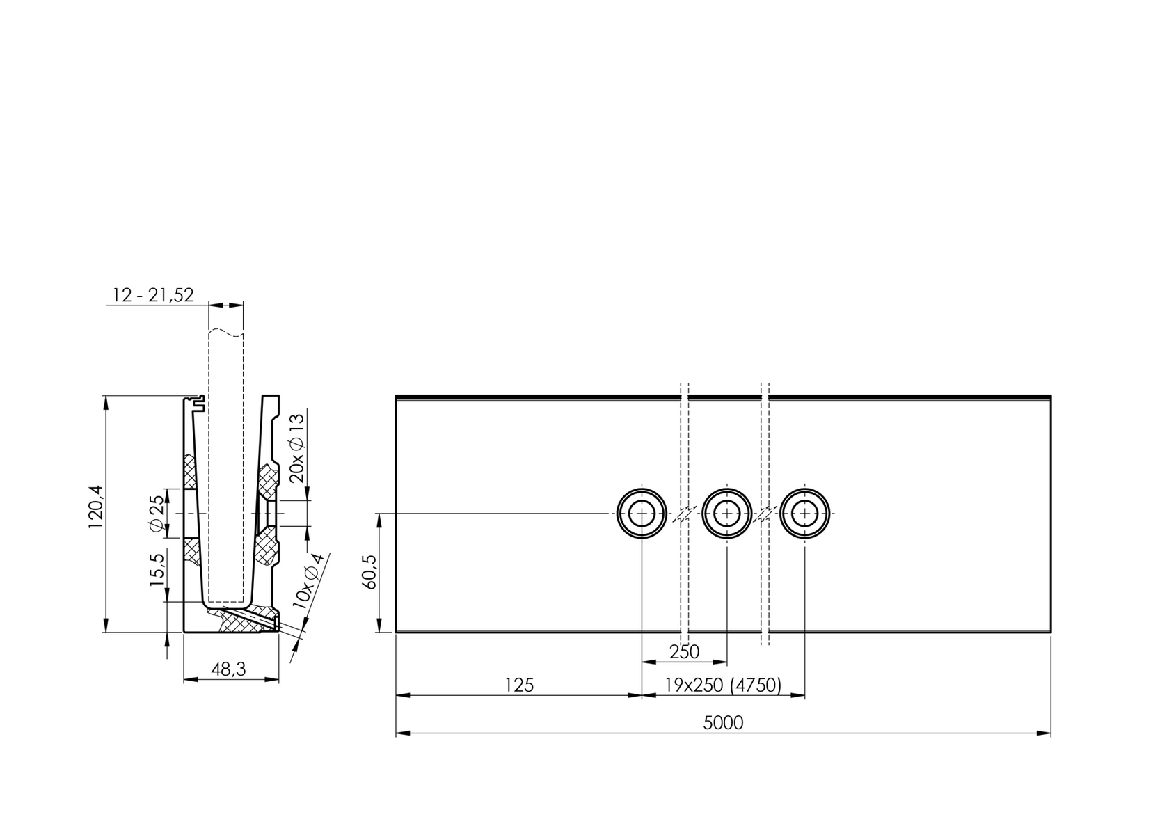 Celosklenené zábradlie-profil-bočný-vnút.odvodneny