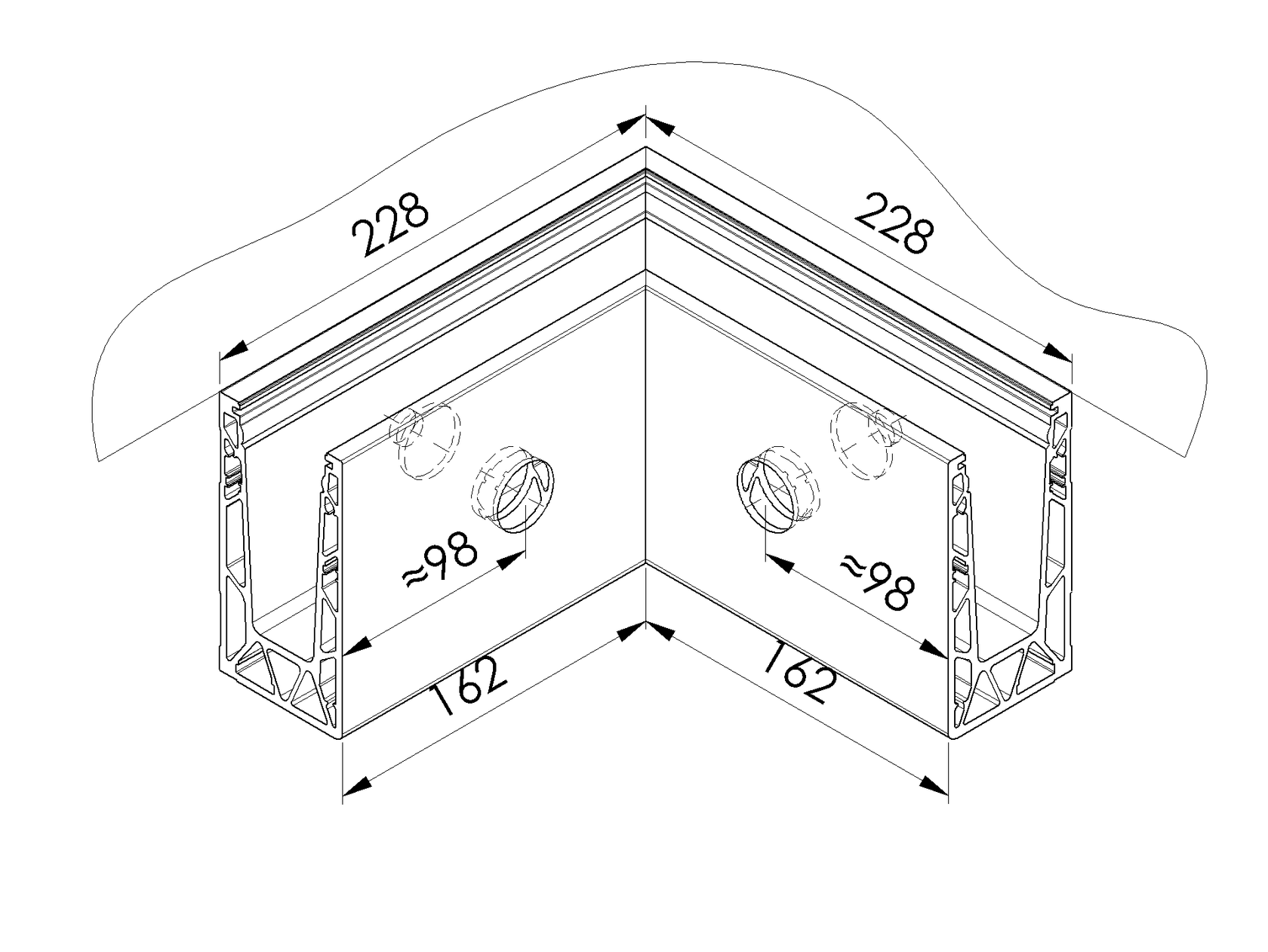 Celosklenené zábradlie-profil-bočné kotvenie