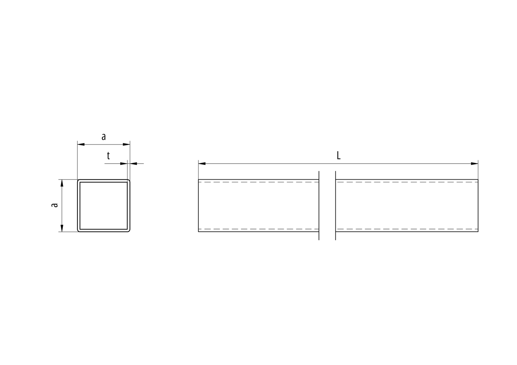 Štvorcový hliníkový profil