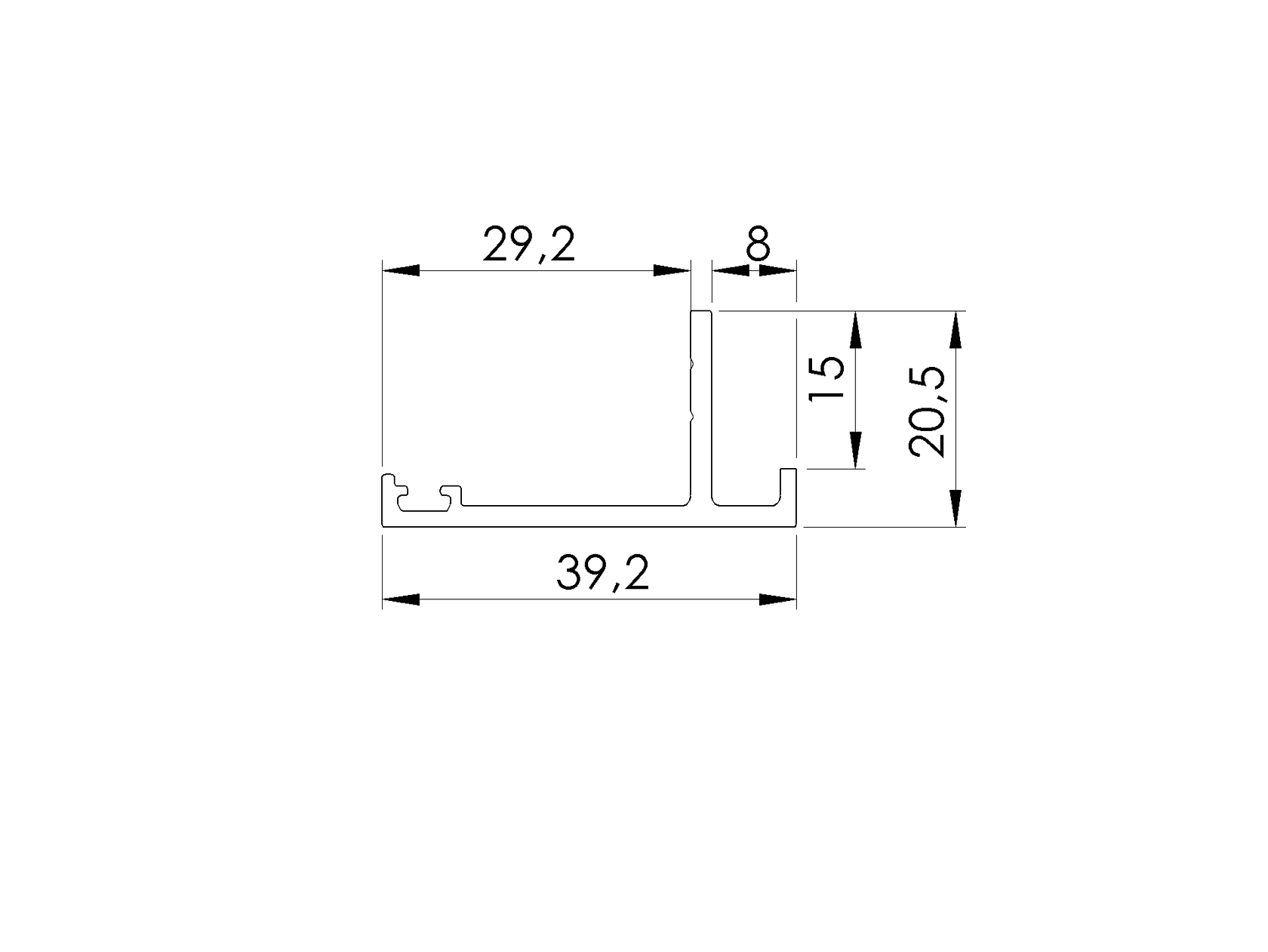 Hliníkový dorazový profil brány