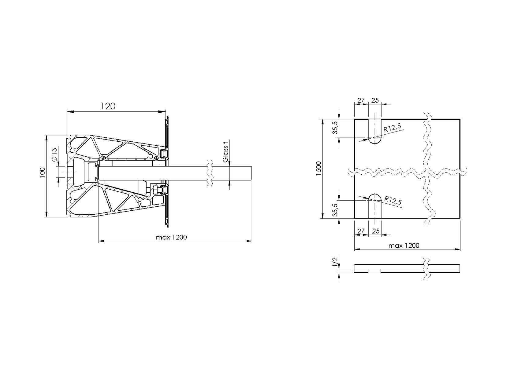 Presklená strieška hliník profil