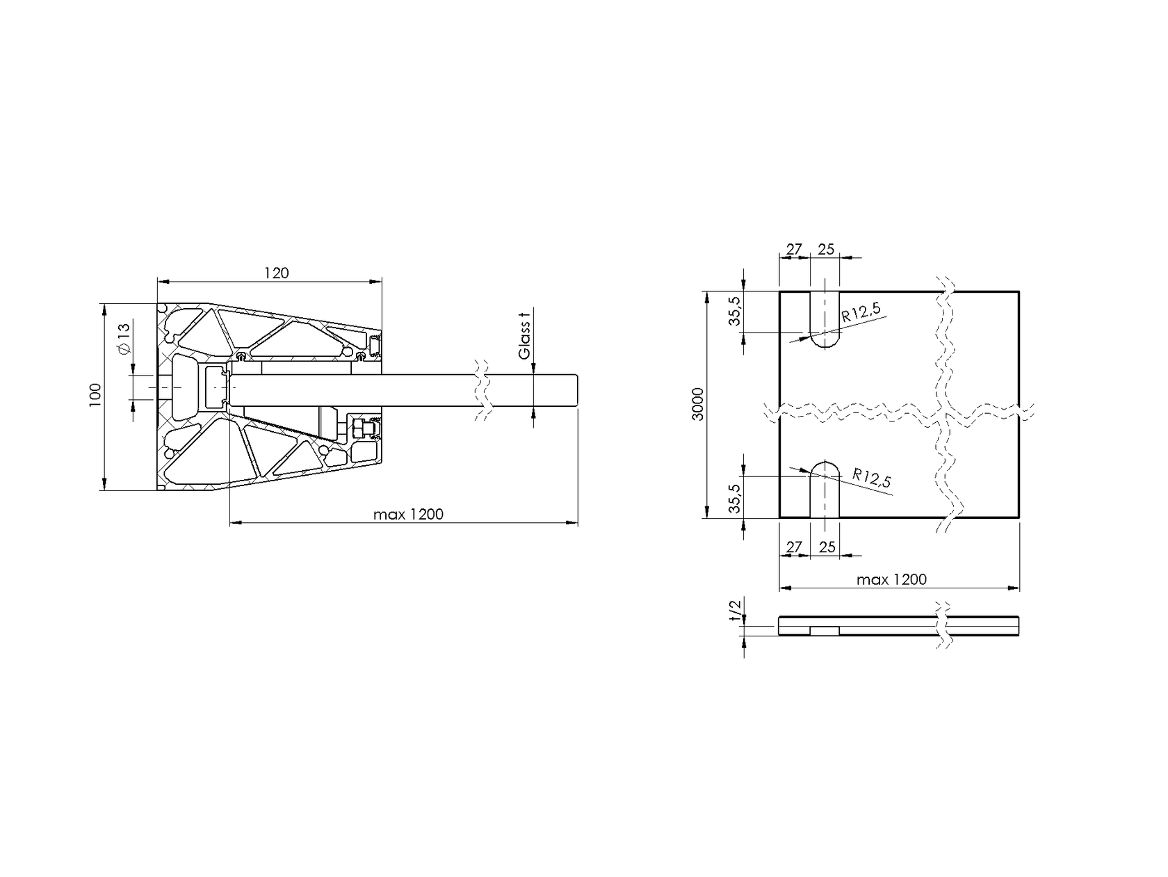 Presklená strieška hliník profil