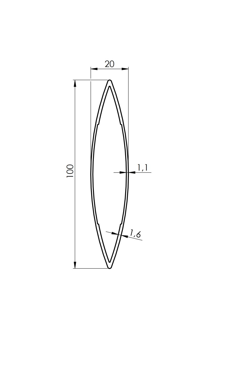 Hliníková plotová žalúzia oválna 20x100-3000mm
