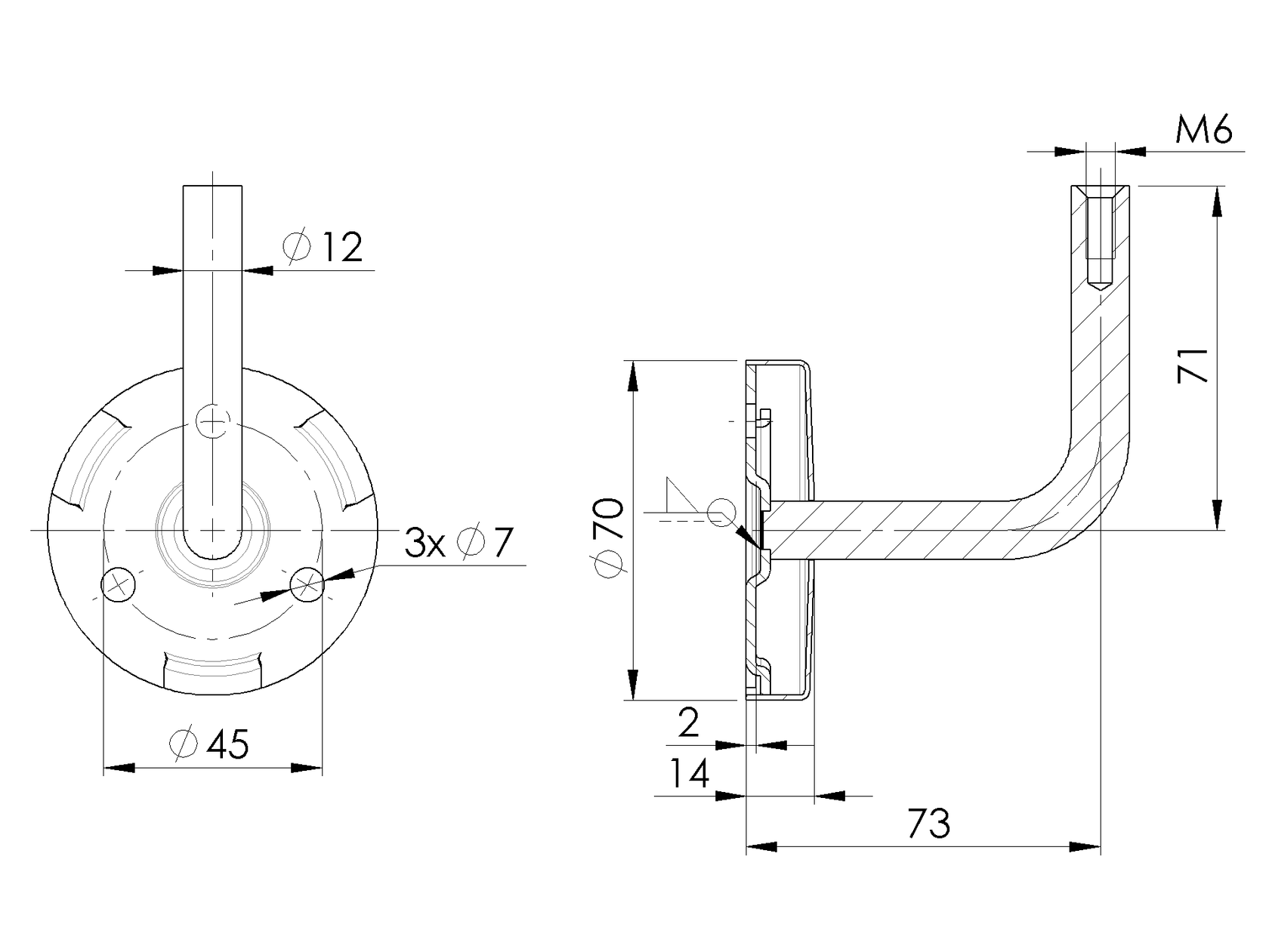 Držiak madla na stenu