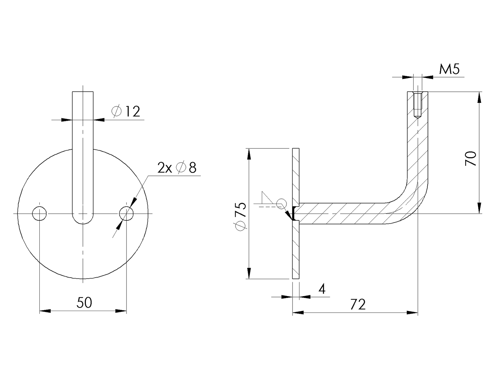 Držiak madla na stenu