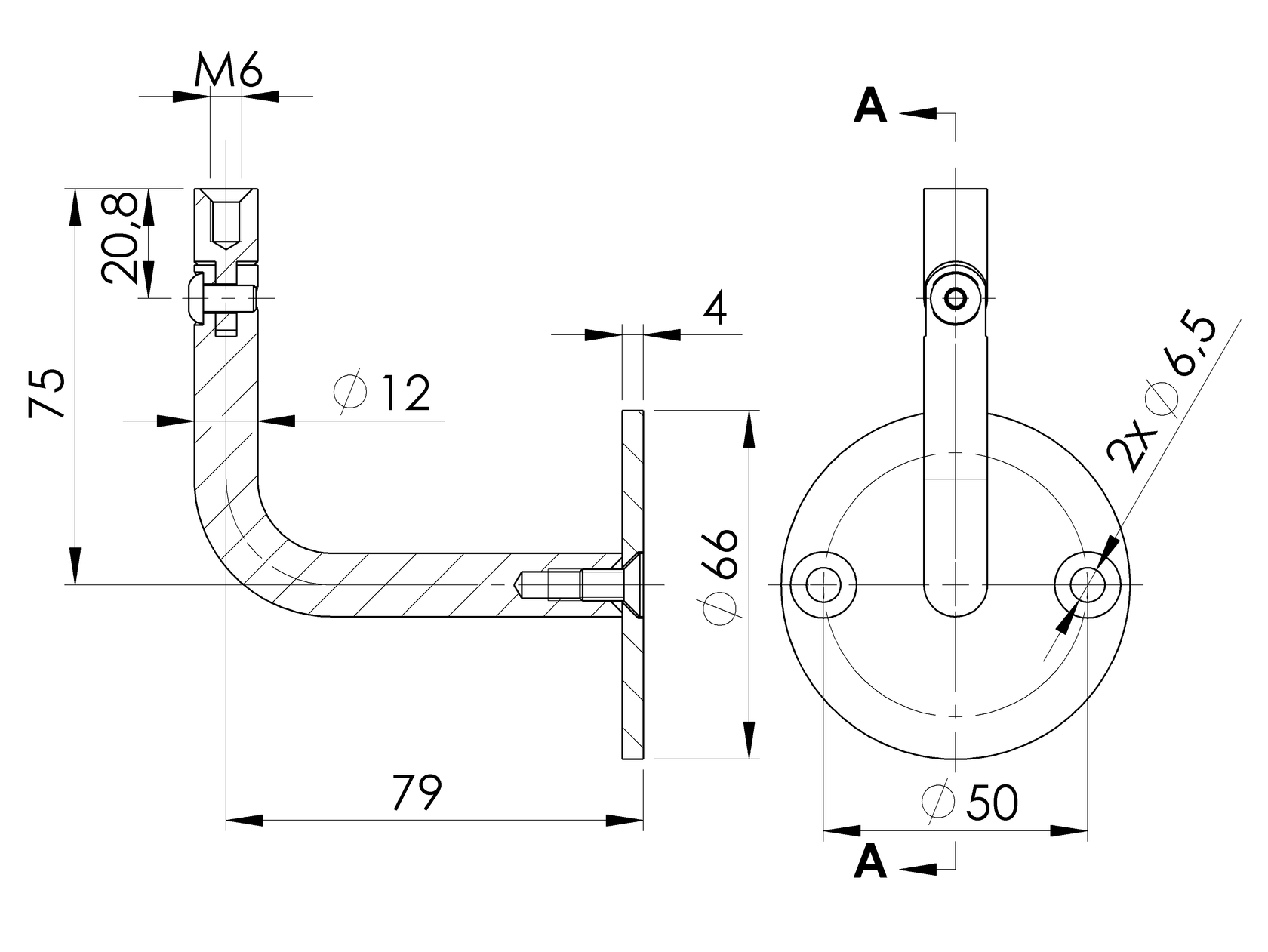 Držiak madla na stenu