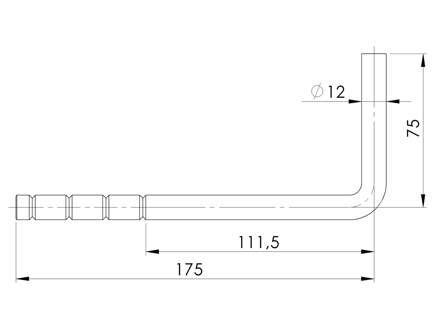 Držiak madla na stenu bez vaničky