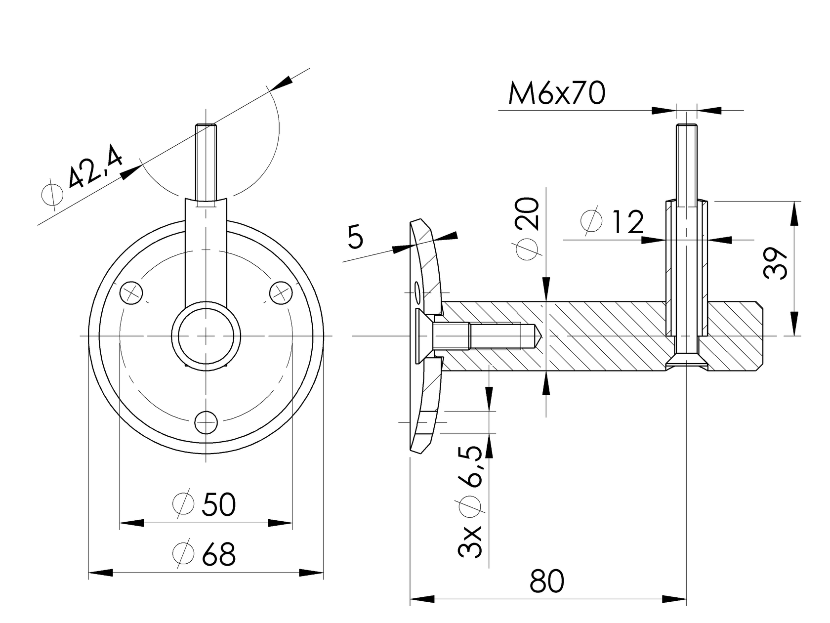 Držiak madla na stenu