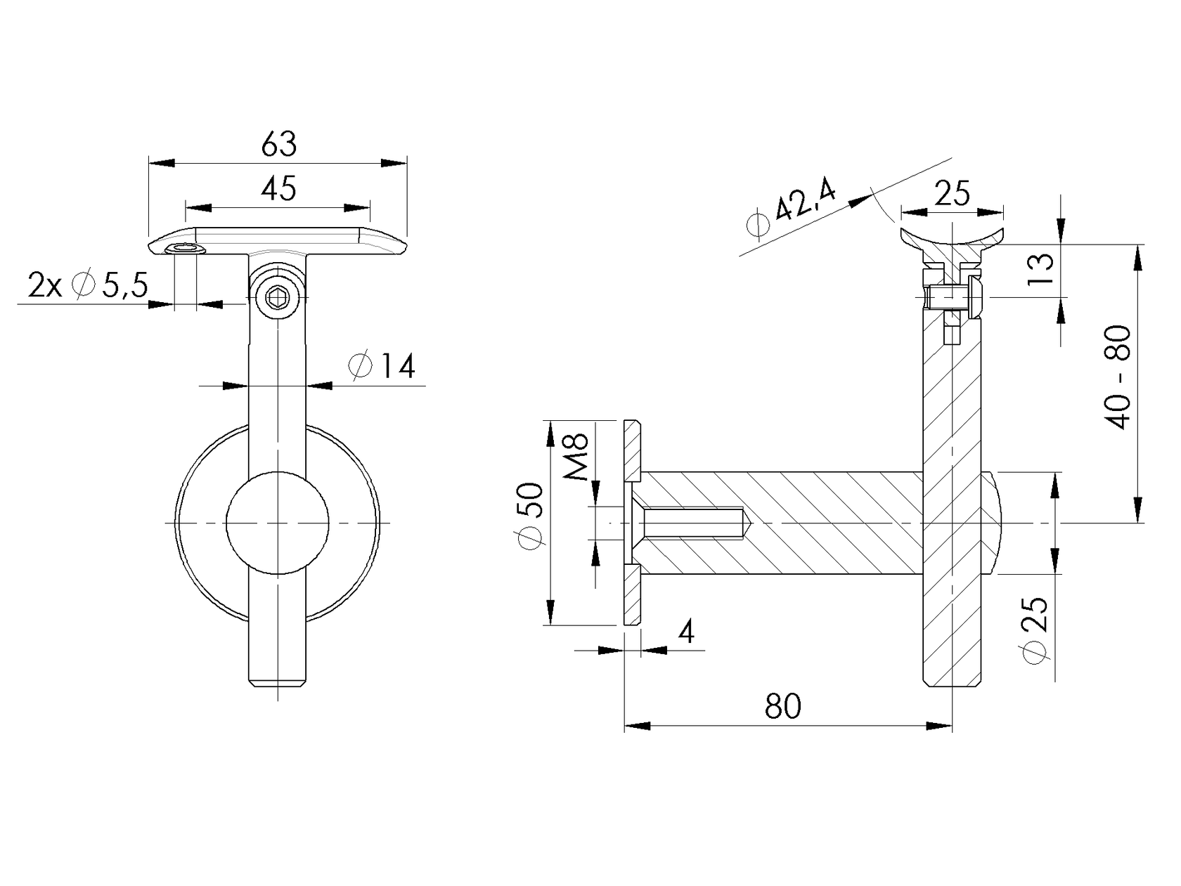Držiak madla na stenu mimoosový