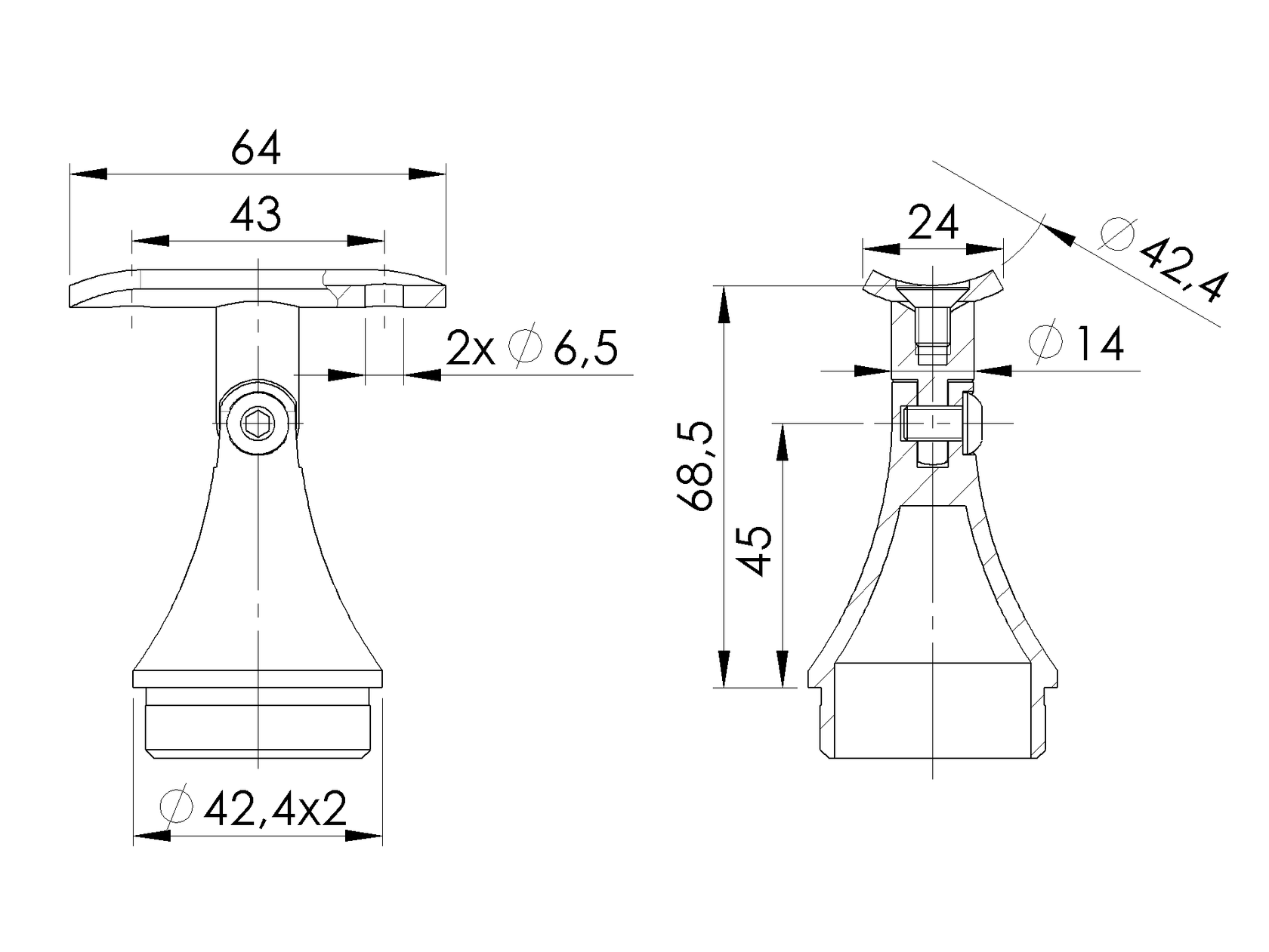 Držiak madla na stĺpik