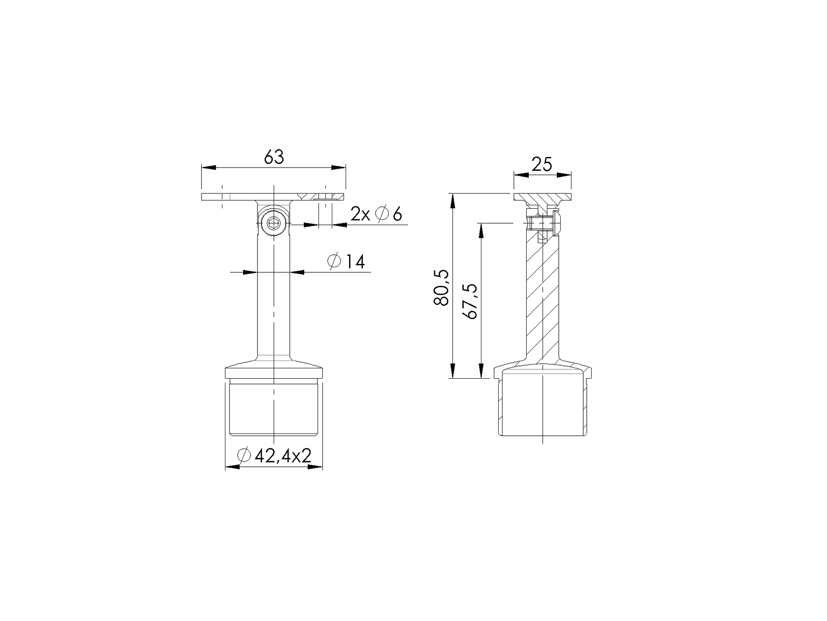 Držiak madla na stĺpik