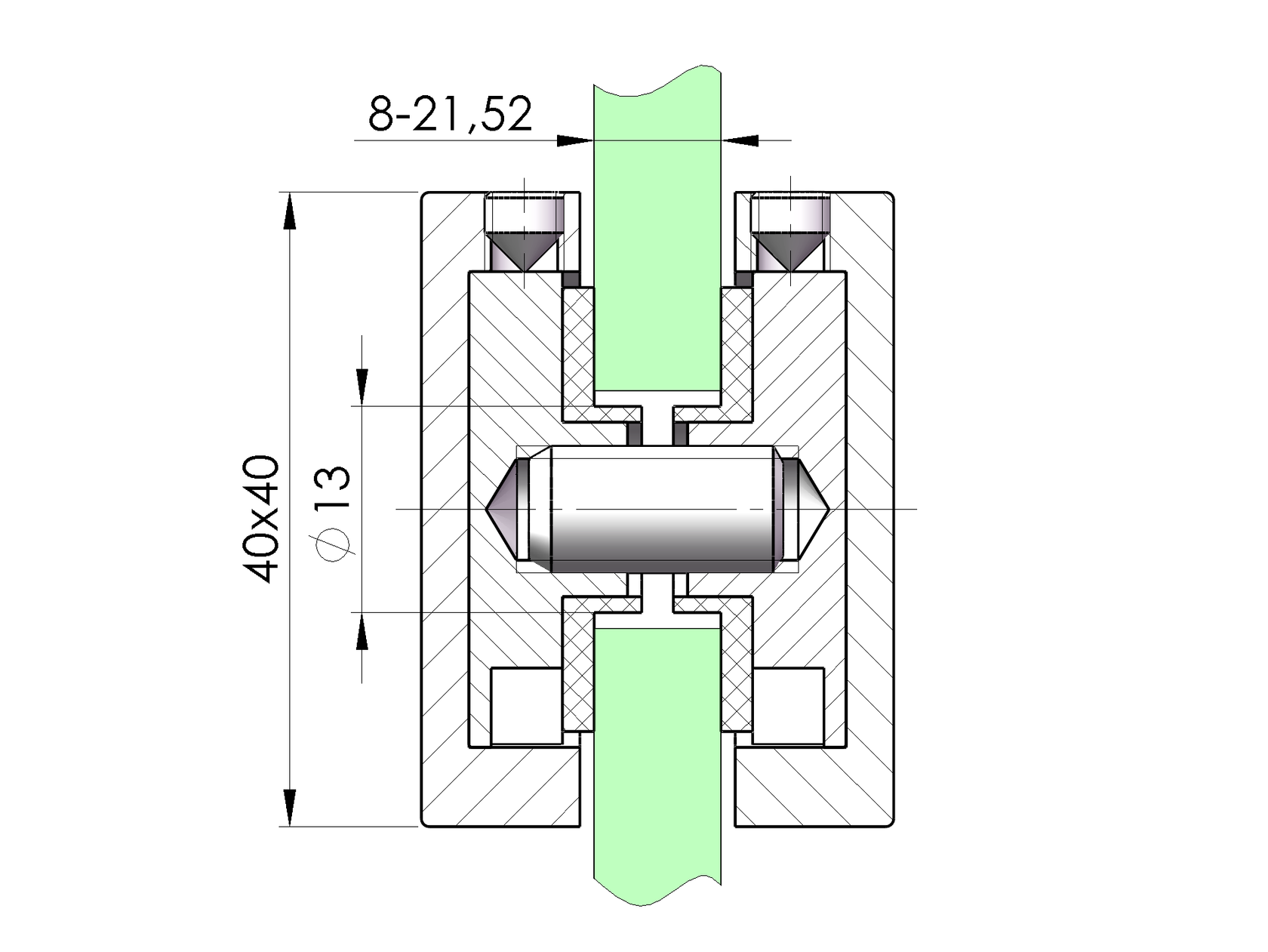 Držiak výplne skla - spojka