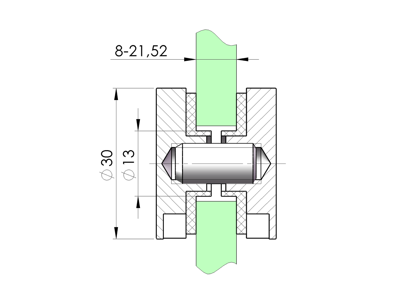 Držiak výplne skla - spojka