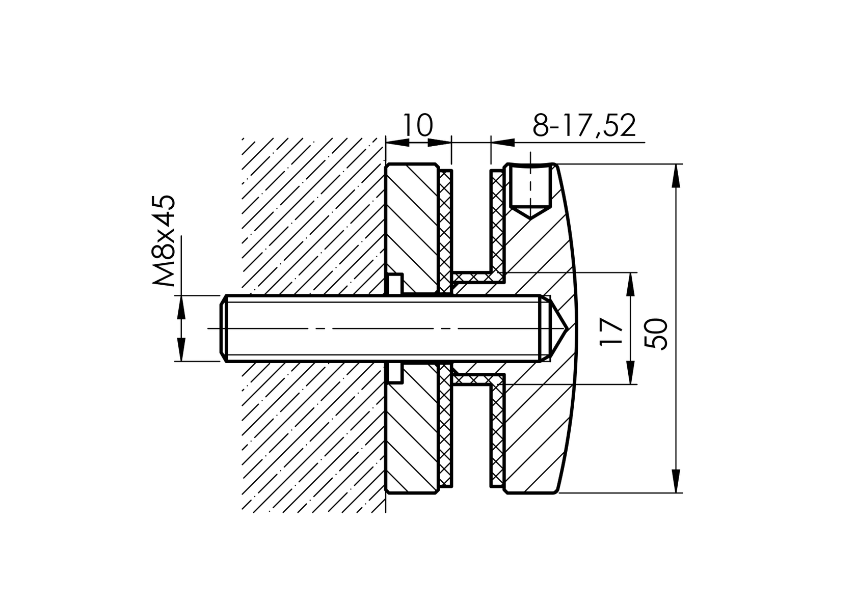 Držiak výplne skla antikor