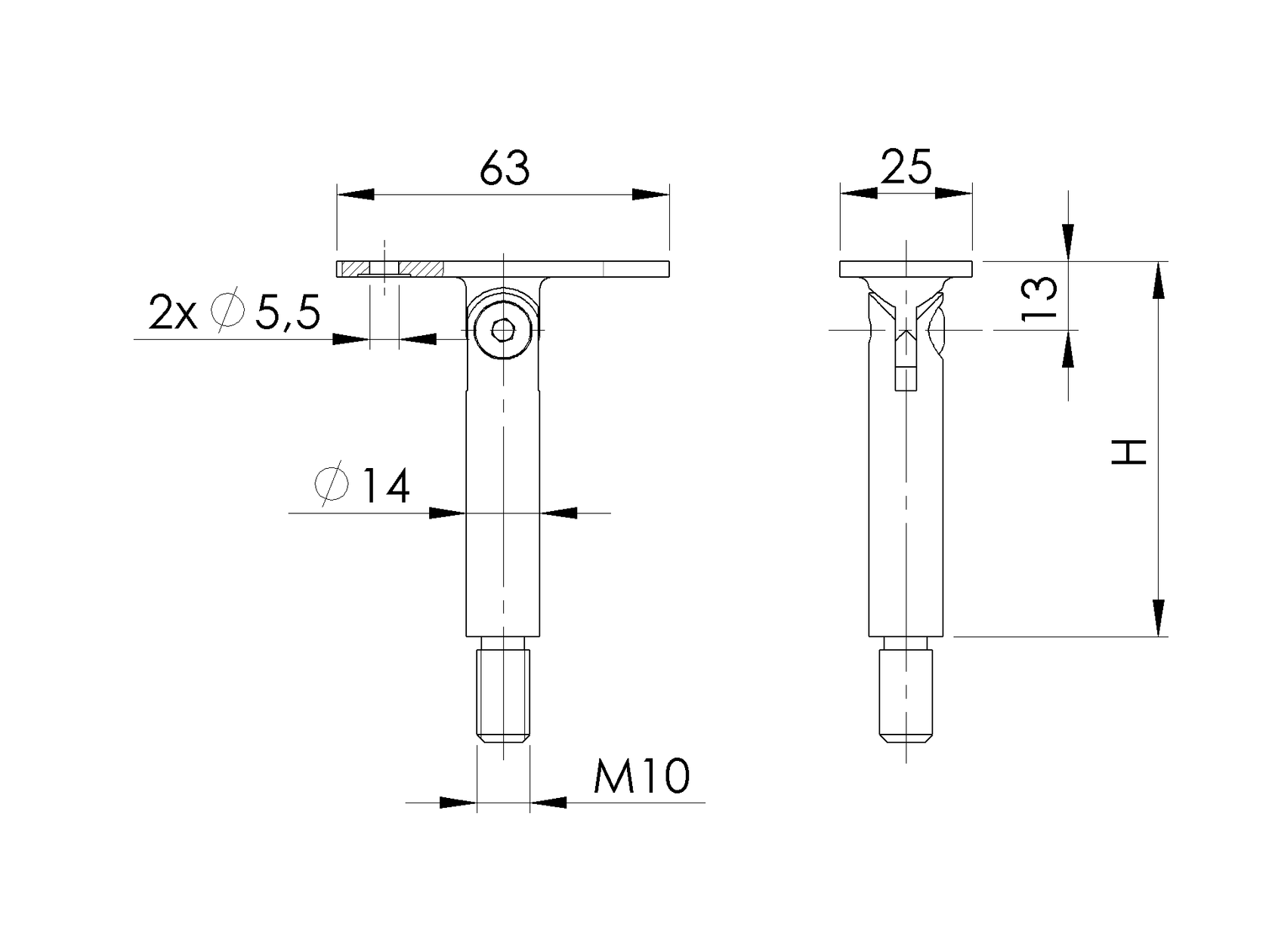 Držiak madla - nastaviteľný