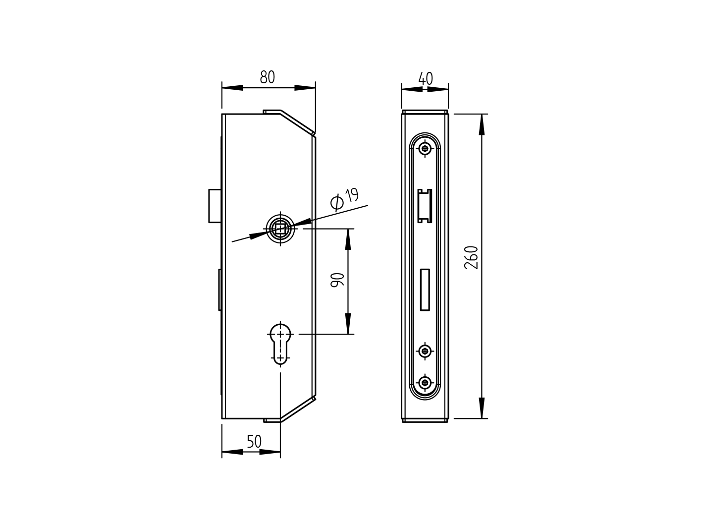 Zámková krabica so zámkom, bez kľučky, pre JP40x40