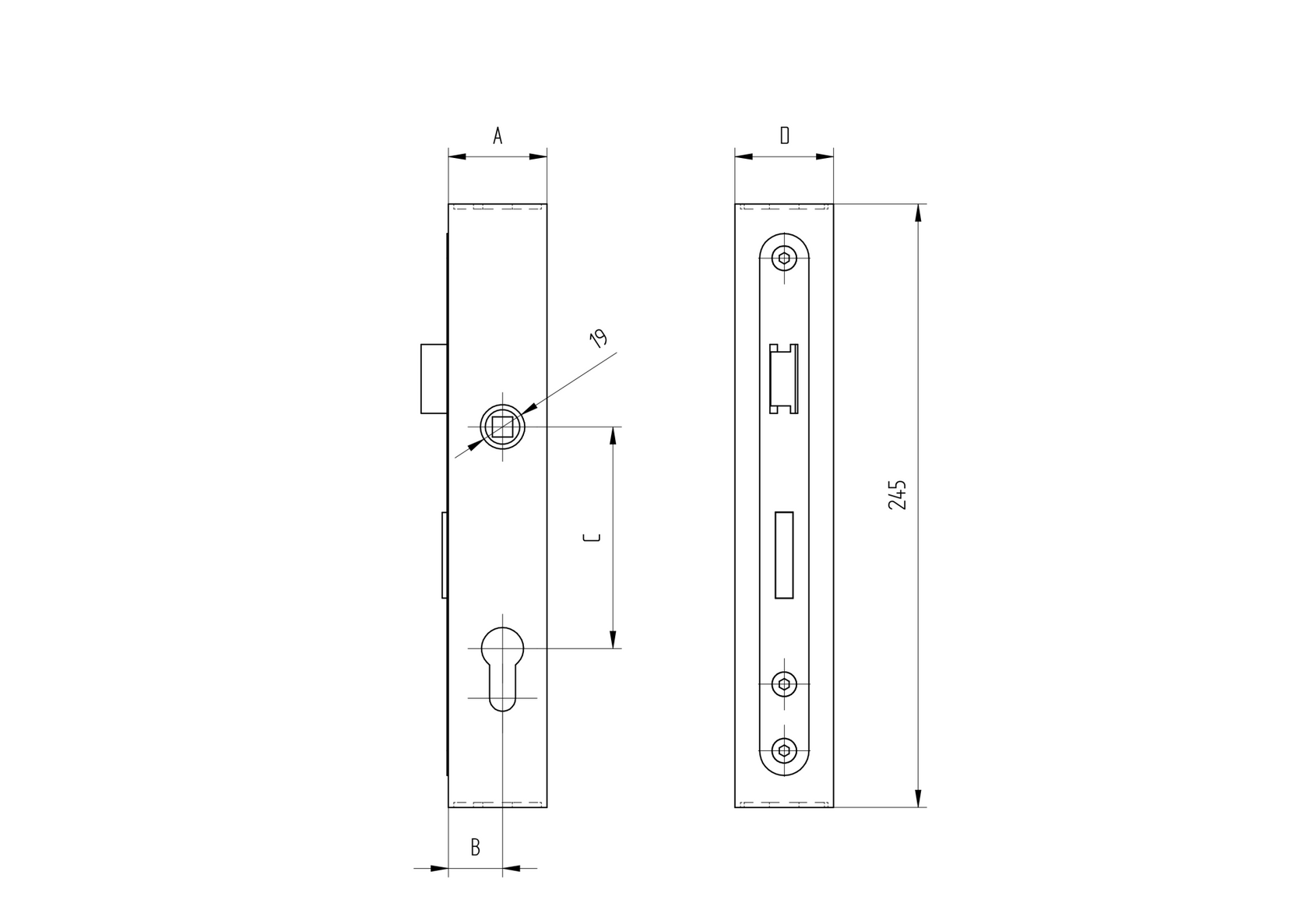 Zámková krabica so zámkom, bez kľučky, pre JP60x40