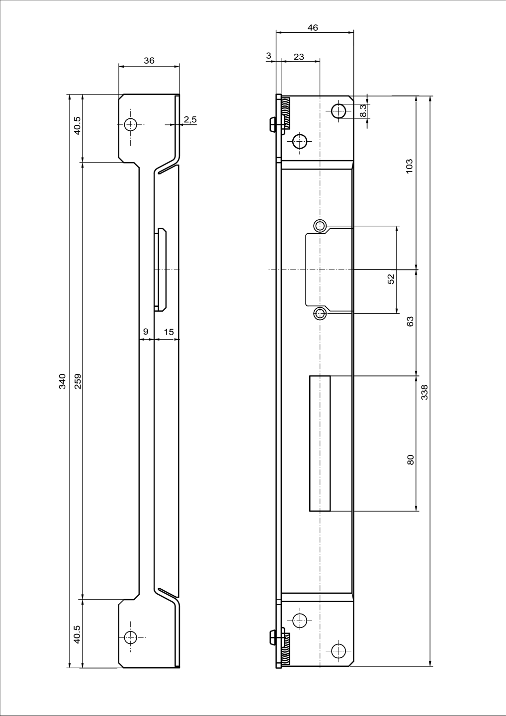 Doraz bránky pre elektromag. zámok, nízky, ľavý