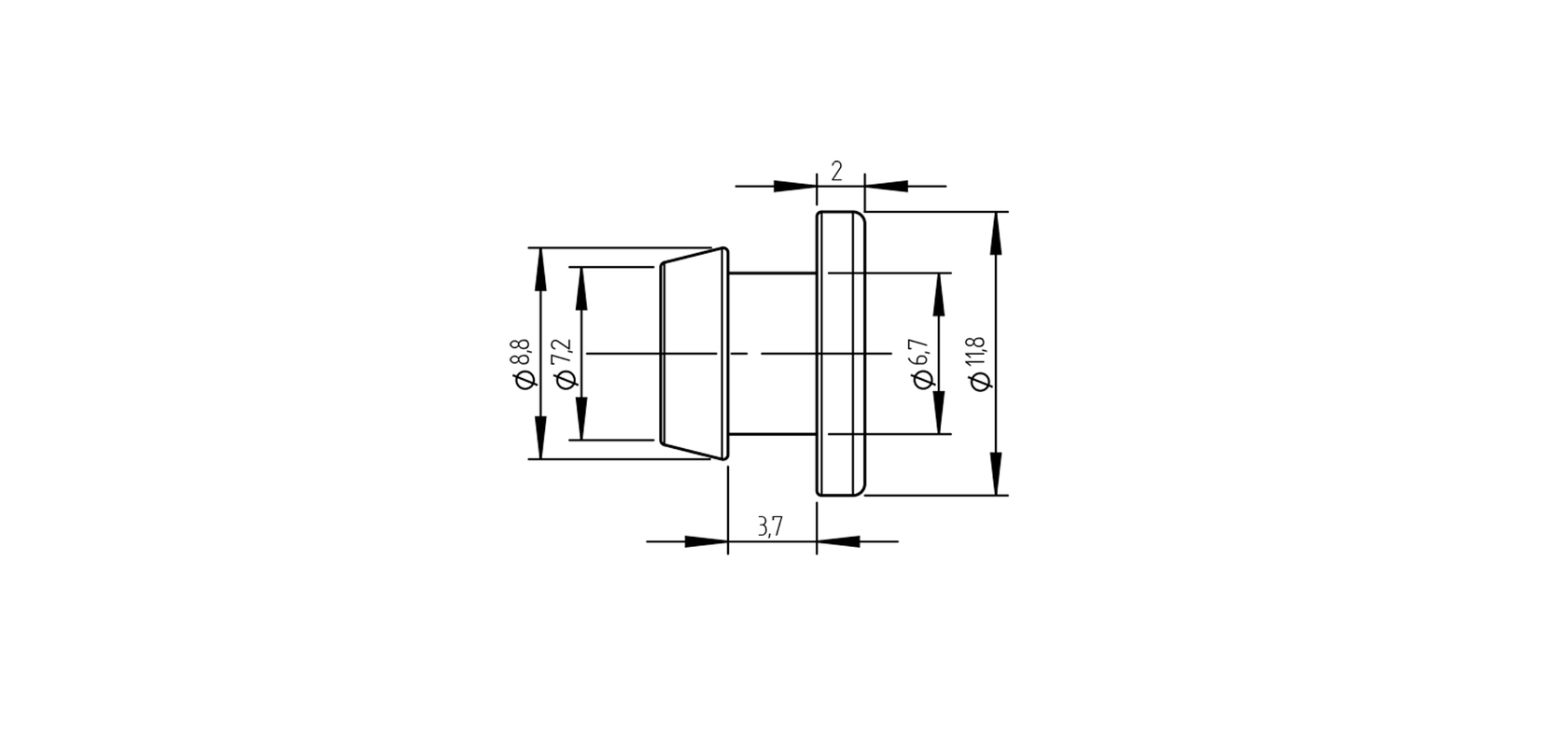 Doraz gumený, malý, h9, D11mm