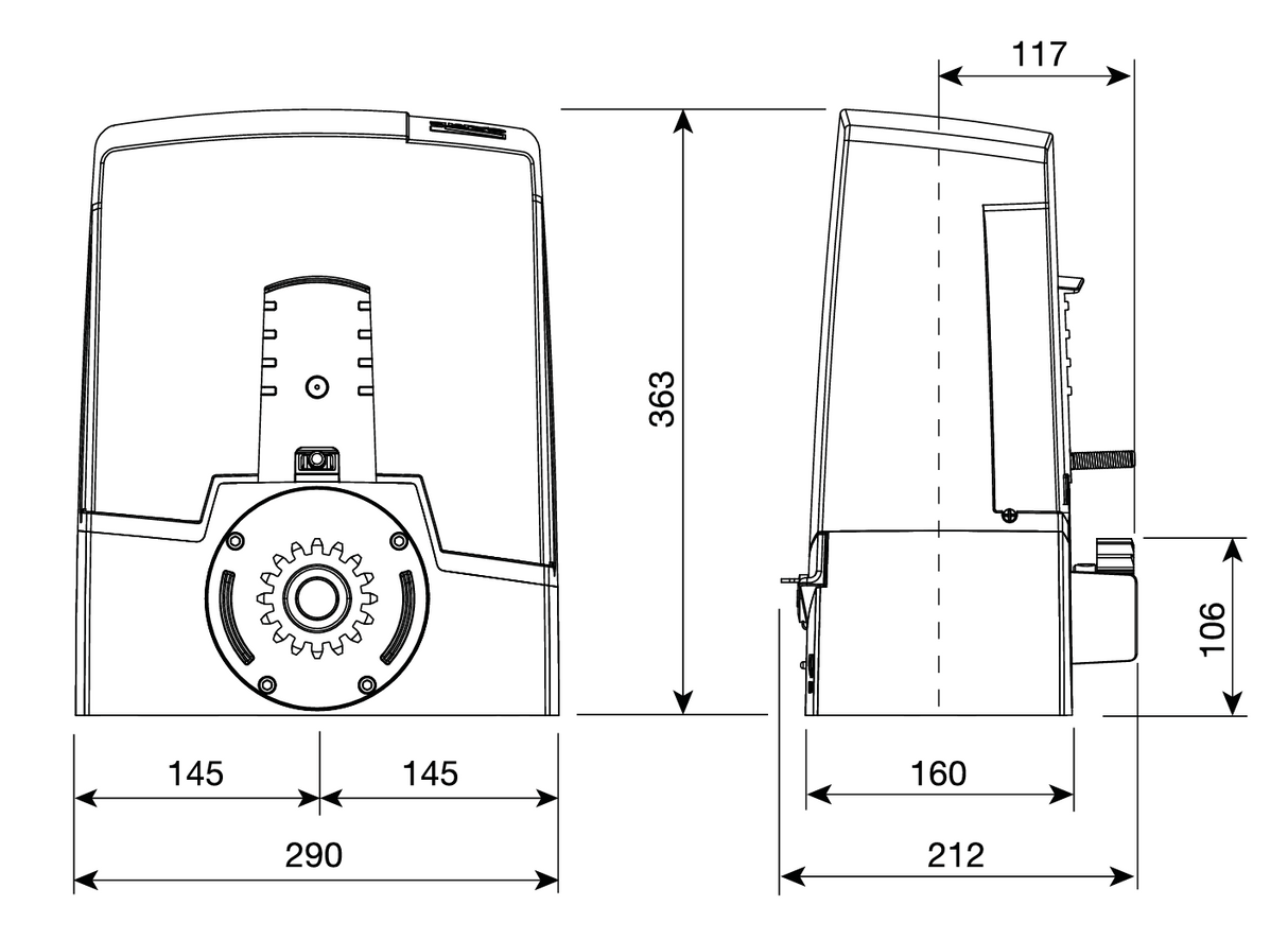 CAME pohon pre posuv. brány, set, max 400kg, 24V