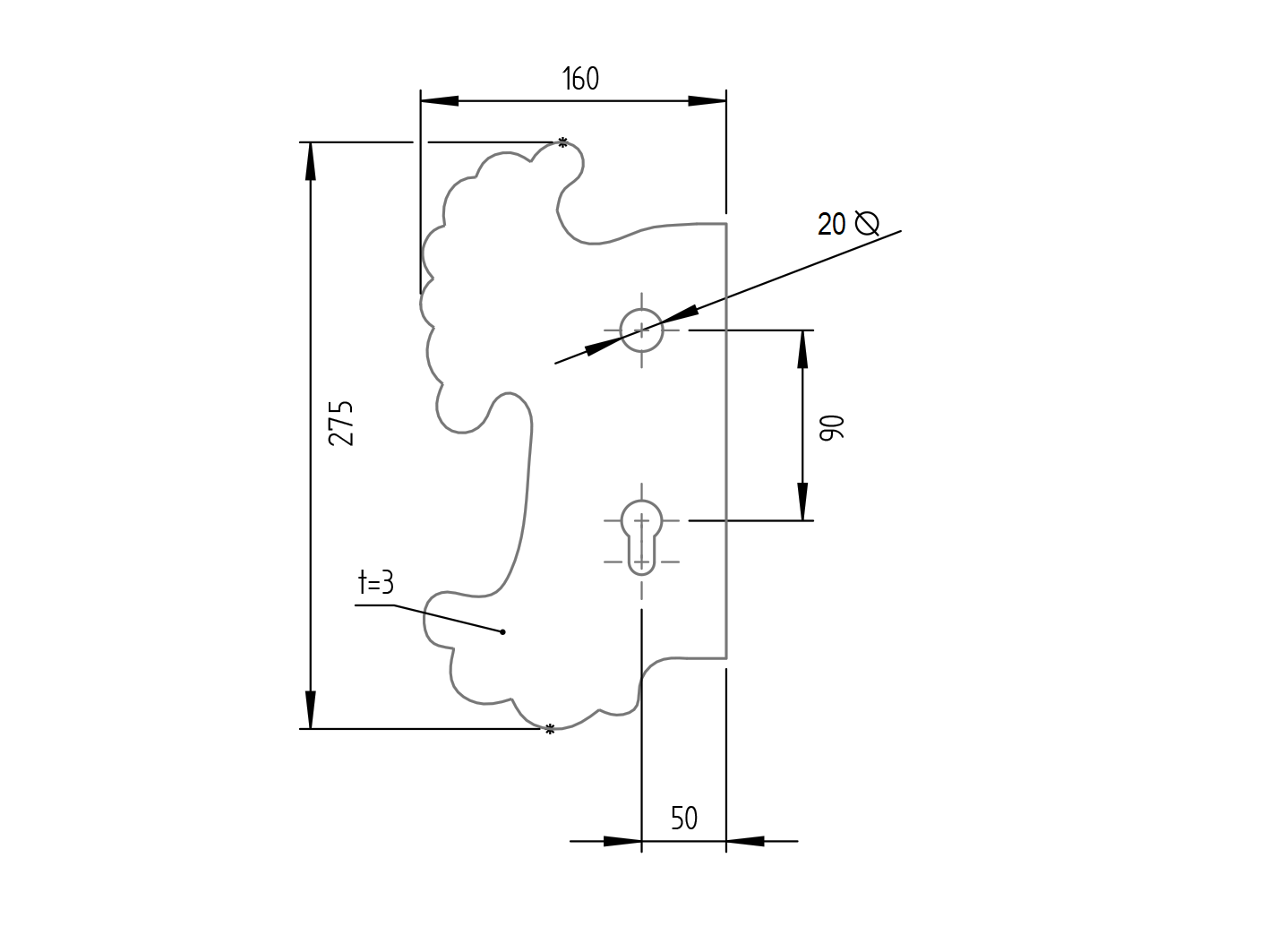 Ĺ tĂtok bránovĂ˝ zdobenĂ˝ Ä˝ 275x160, t3, C90, D22mm