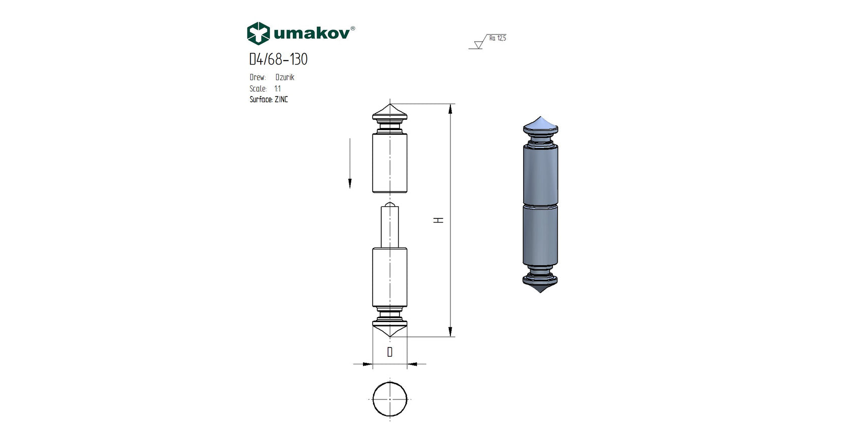 Záves ozdobný D 25mm L=130mm