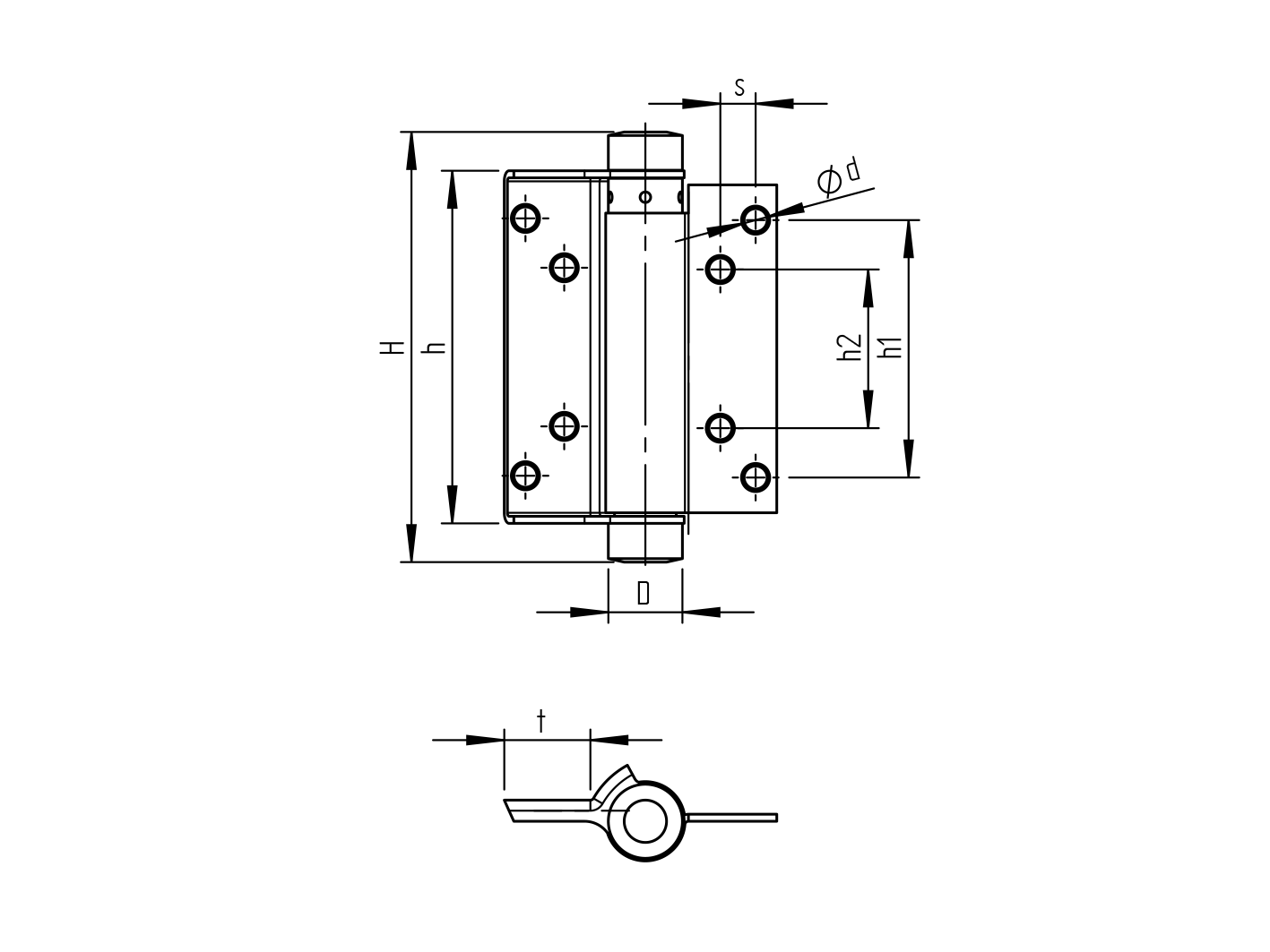 INOX záves pružinový jednostranný, L=100mm
