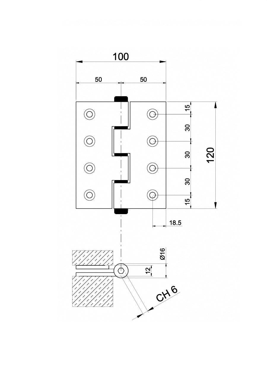 Záves pružinový jednostranný, Aluminium, L=120mm