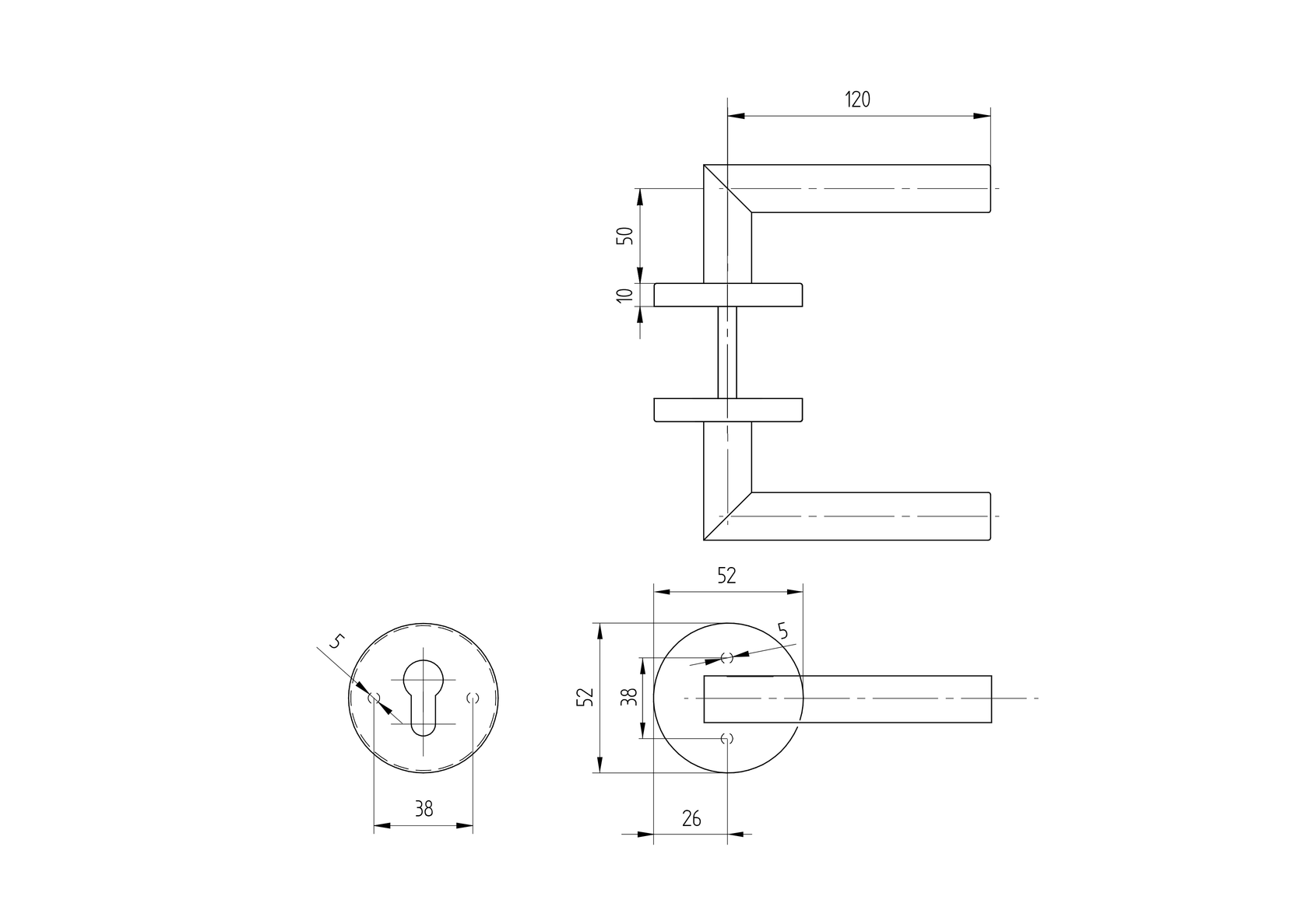 Kľučka so štítkom - pár, AISI 201, K320 BB